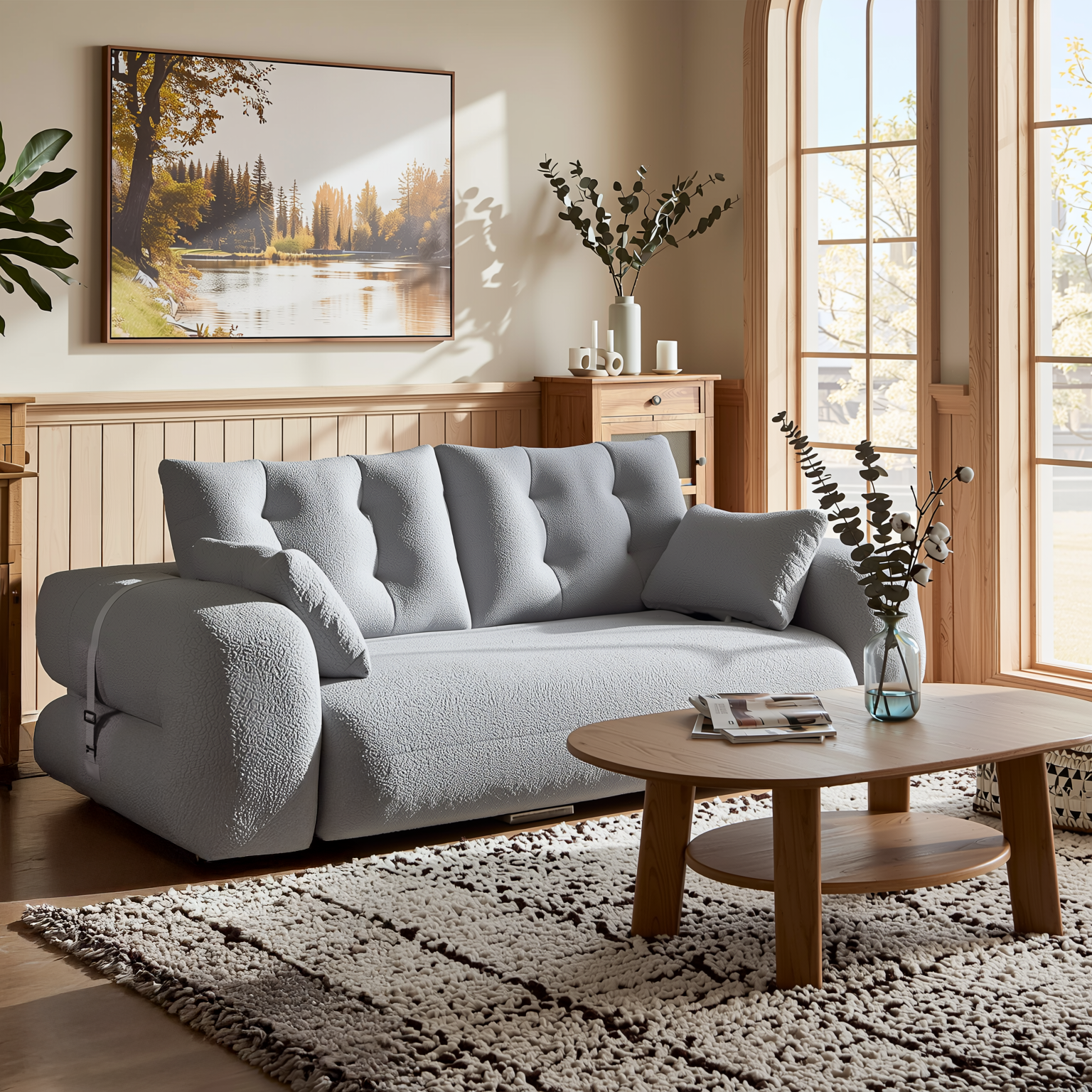 Amarillo 79'' 3-in-1 Foldable Sofa Bed with Pillows, Human Dog Bed Sofa