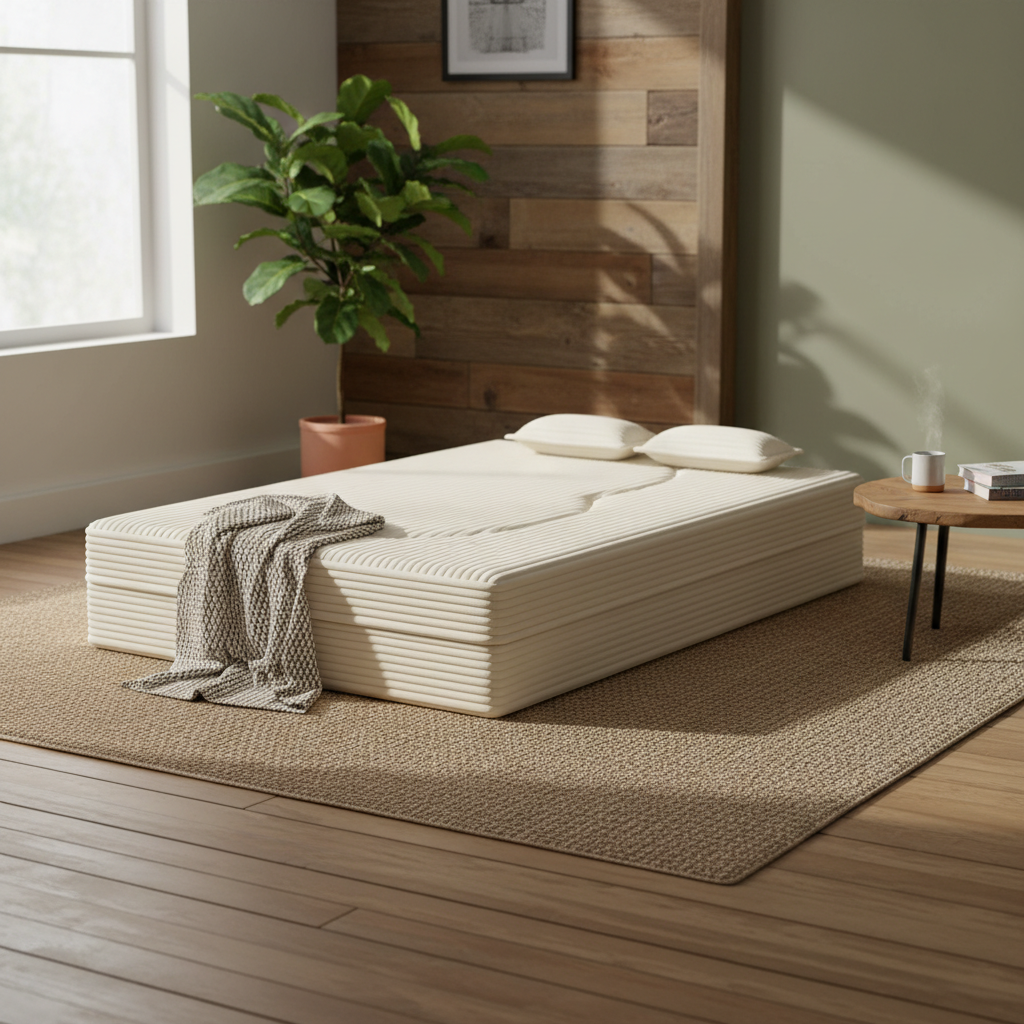 Greeley 78" Folding Corduroy Fabric Floor Sofa Bed with Full Size Mattress