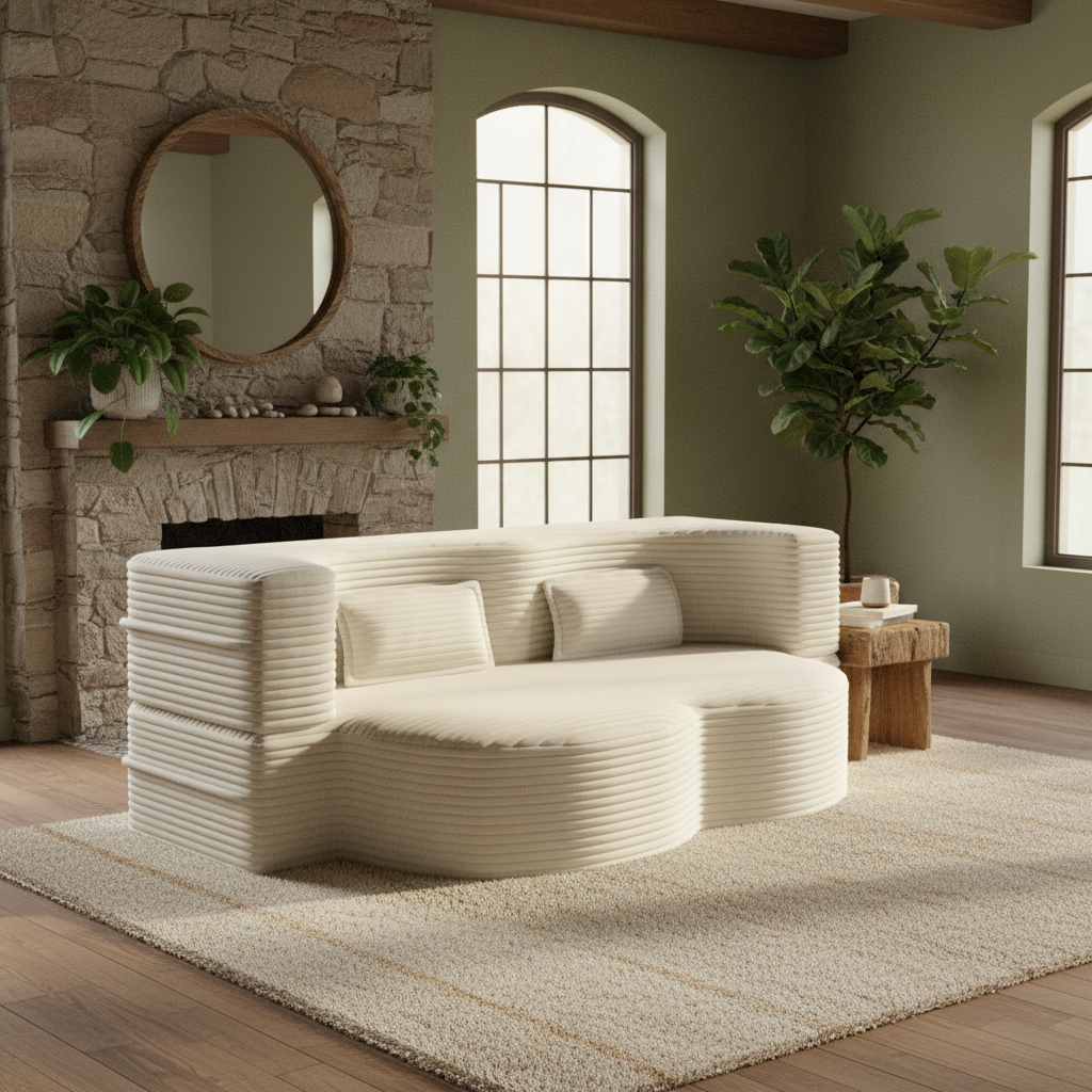 Greeley 78" Convertible Sleeper Sofa Bed, Corduroy Fabric Floor Couch with 2 Pillows