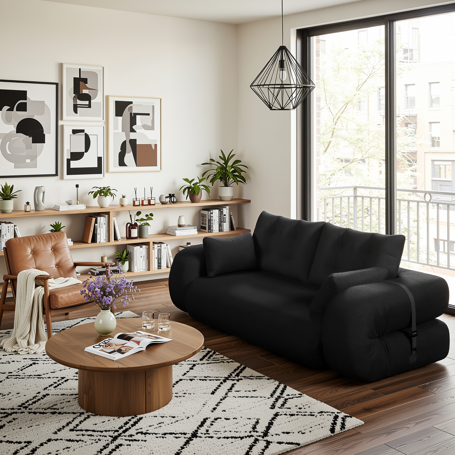 Amarillo 79'' 3-in-1 Foldable Sofa Bed with Pillows, Human Dog Bed Sofa