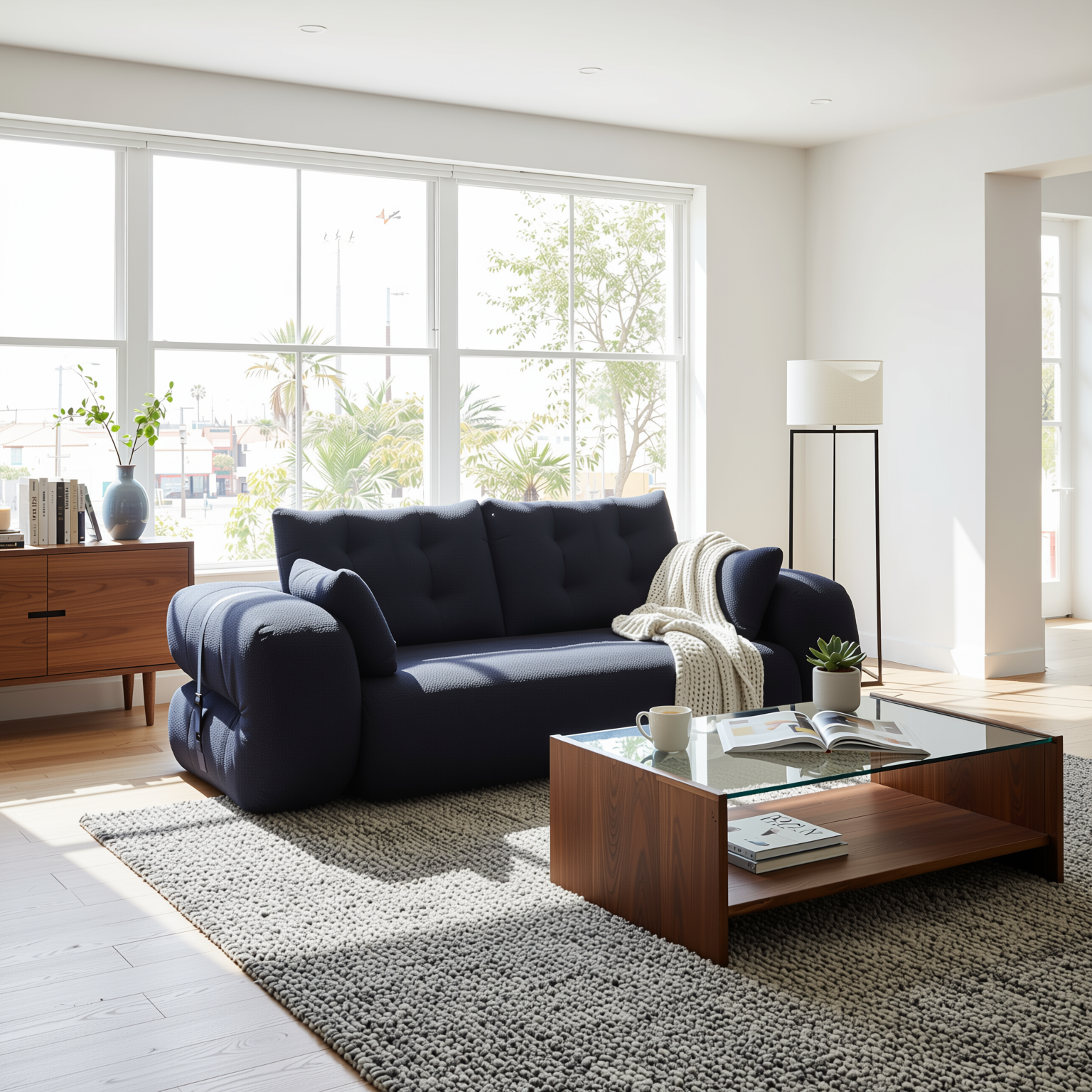 Amarillo 79'' 3-in-1 Foldable Sofa Bed with Pillows, Human Dog Bed Sofa