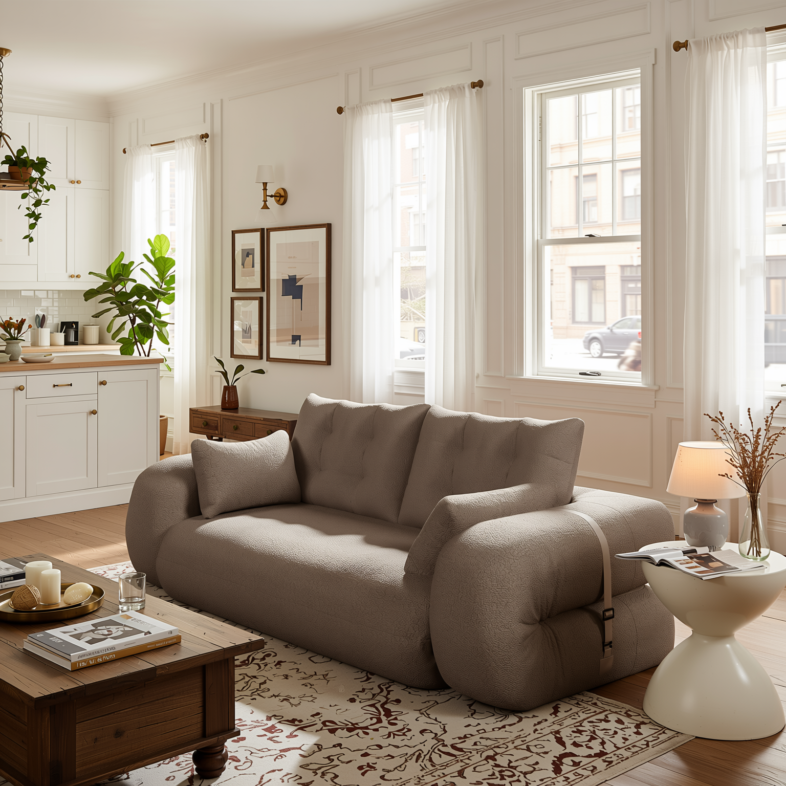 Amarillo 79'' 3-in-1 Foldable Sofa Bed with Pillows, Human Dog Bed Sofa