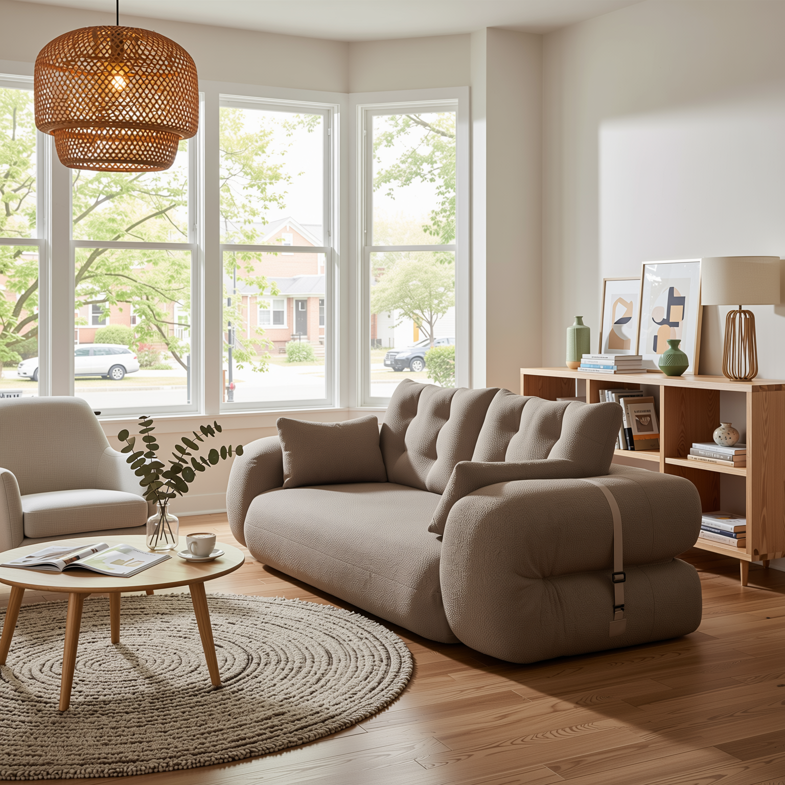 Amarillo 79'' 3-in-1 Foldable Sofa Bed with Pillows, Human Dog Bed Sofa