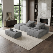 Denver 128" Modular Chenille Tufted Sectional Sofa with Ottoman and Chaise Lounge