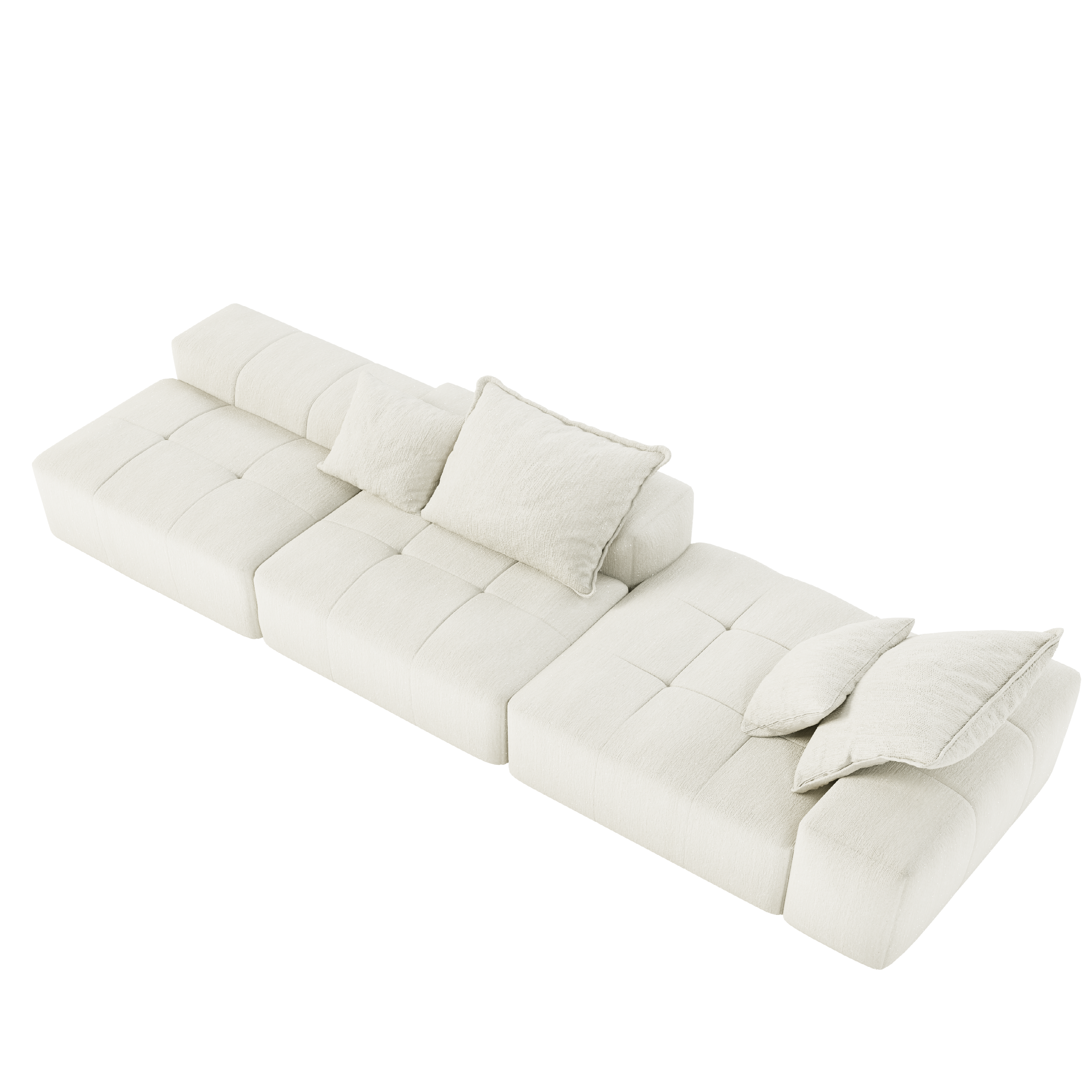 Denver 128" Modular Chenille Tufted Sectional Sofa with Ottoman and Chaise Lounge