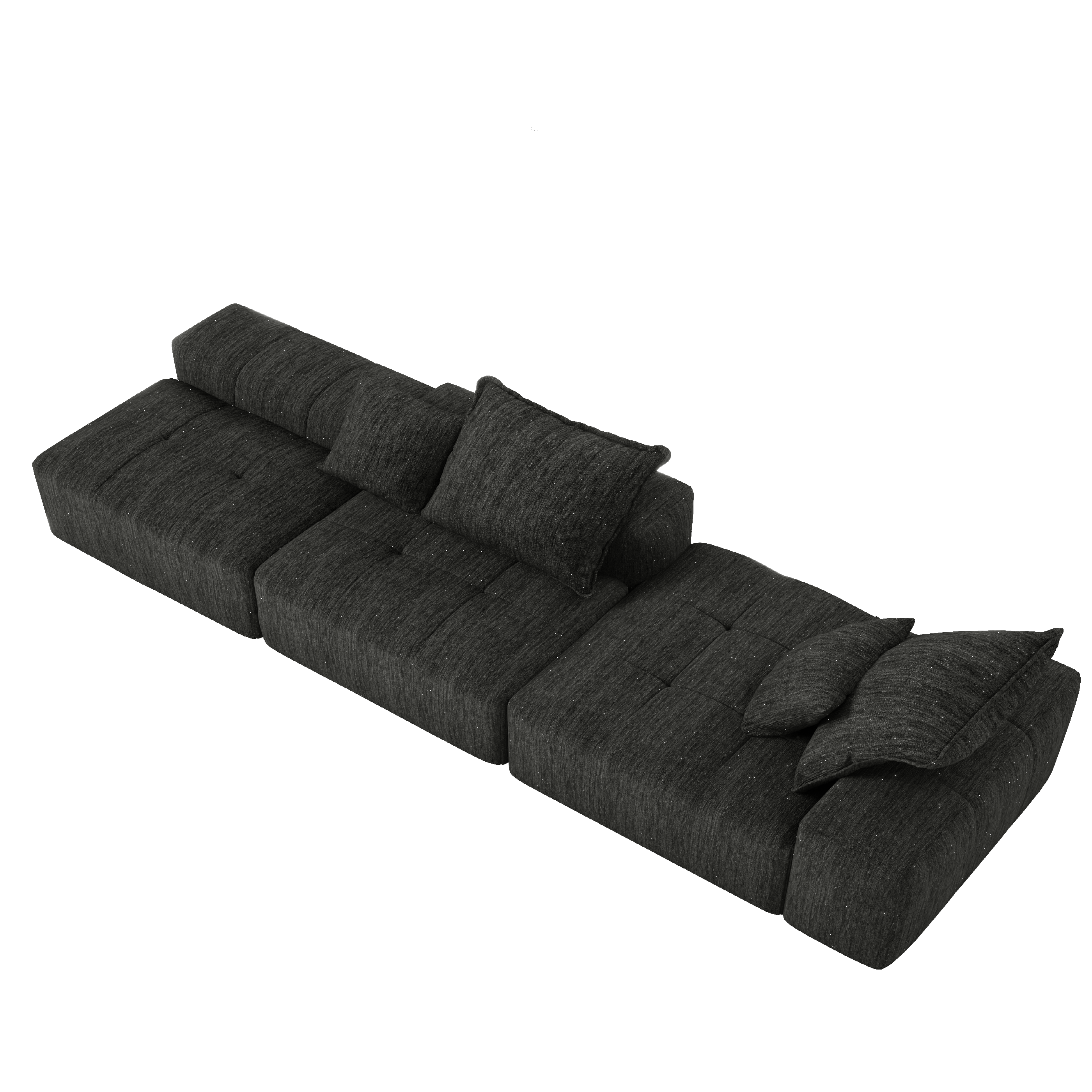 Denver 128" Modular Chenille Tufted Sectional Sofa with Ottoman and Chaise Lounge
