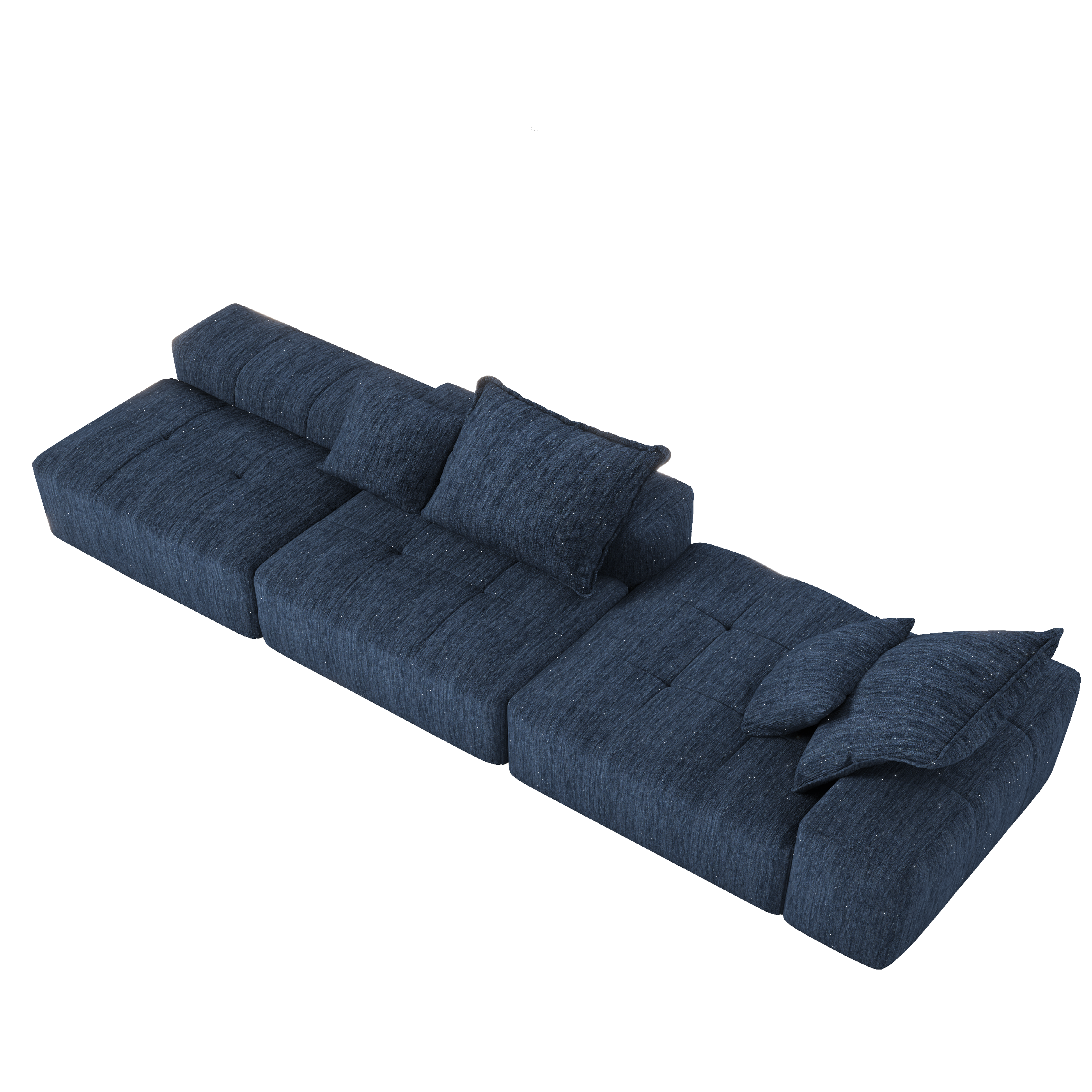 Denver 128" Modular Chenille Tufted Sectional Sofa with Ottoman and Chaise Lounge