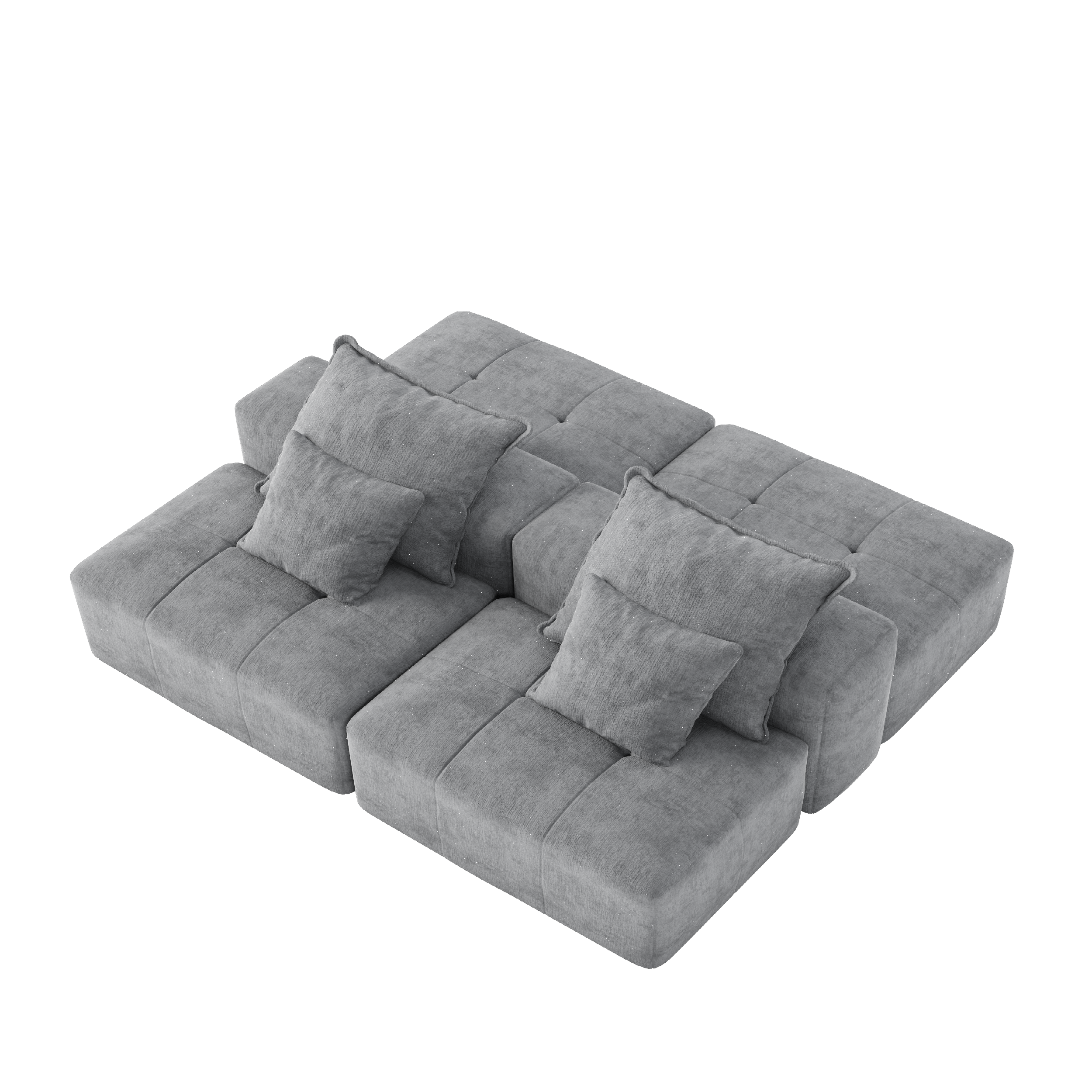 Denver 142" Modular Chenille Fabric Oversized Sofa with Soft Cushions and 4 Pillows