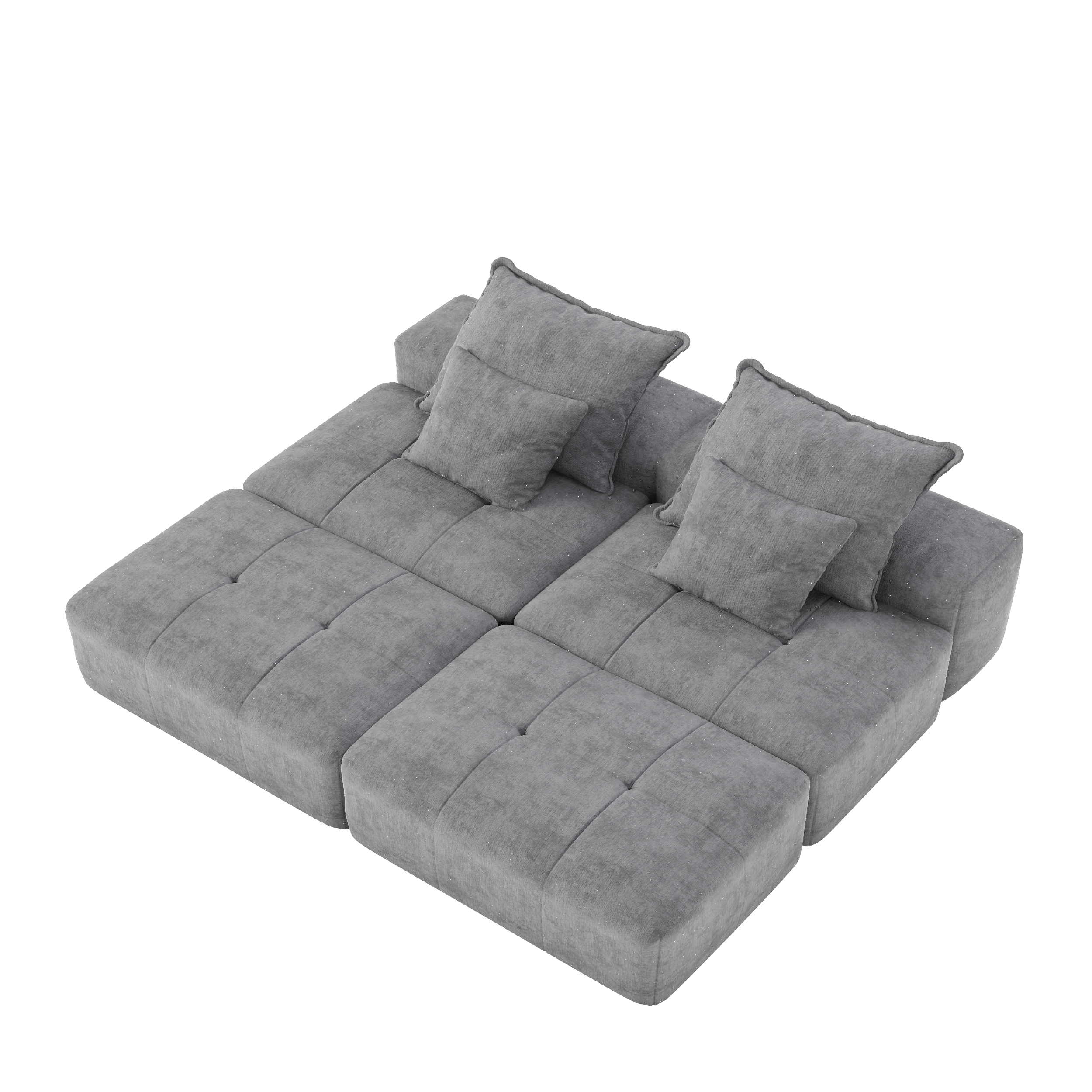 Denver 142" Modular Chenille Fabric Oversized Sofa with Soft Cushions and 4 Pillows