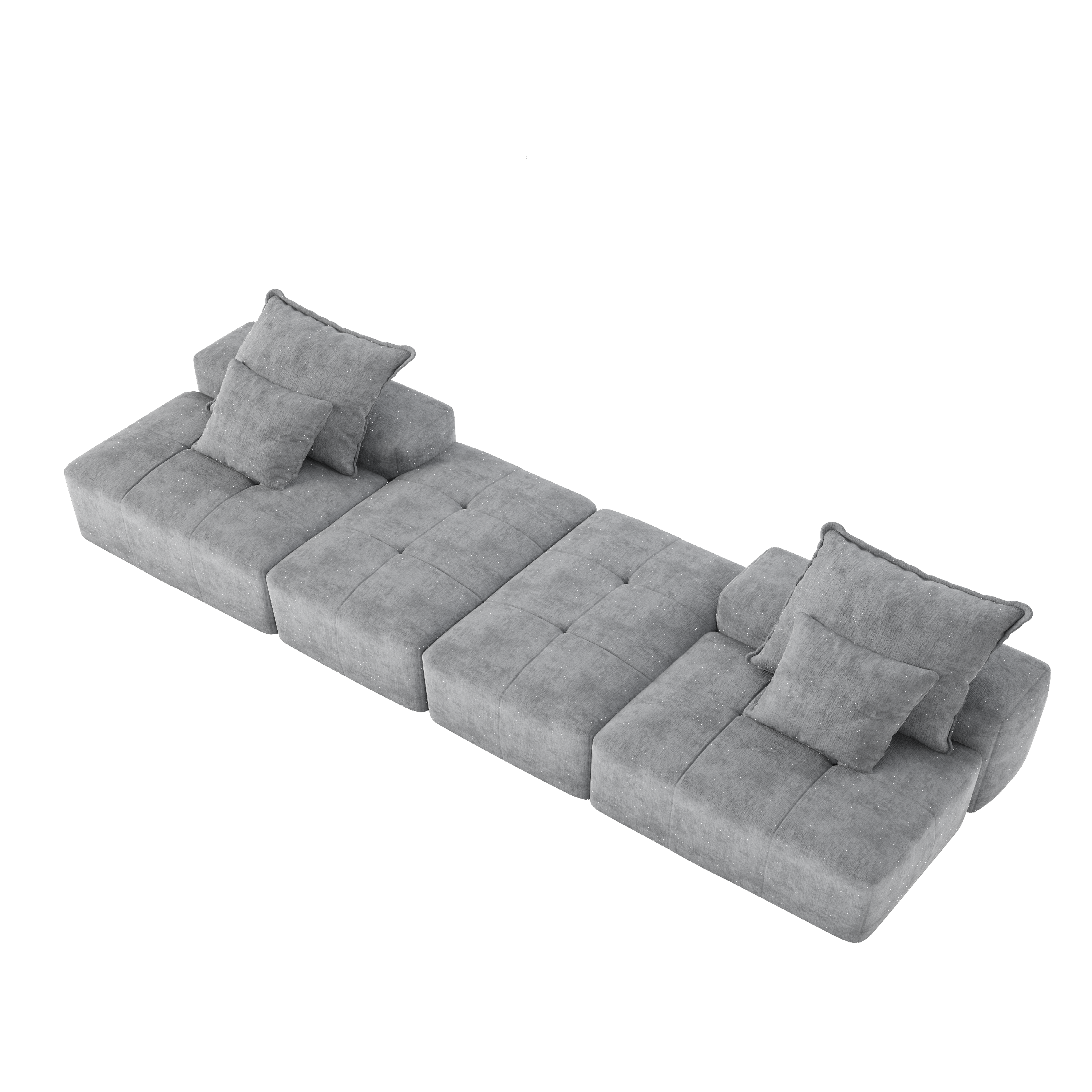 Denver 142" Modular Chenille Fabric Oversized Sofa with Soft Cushions and 4 Pillows