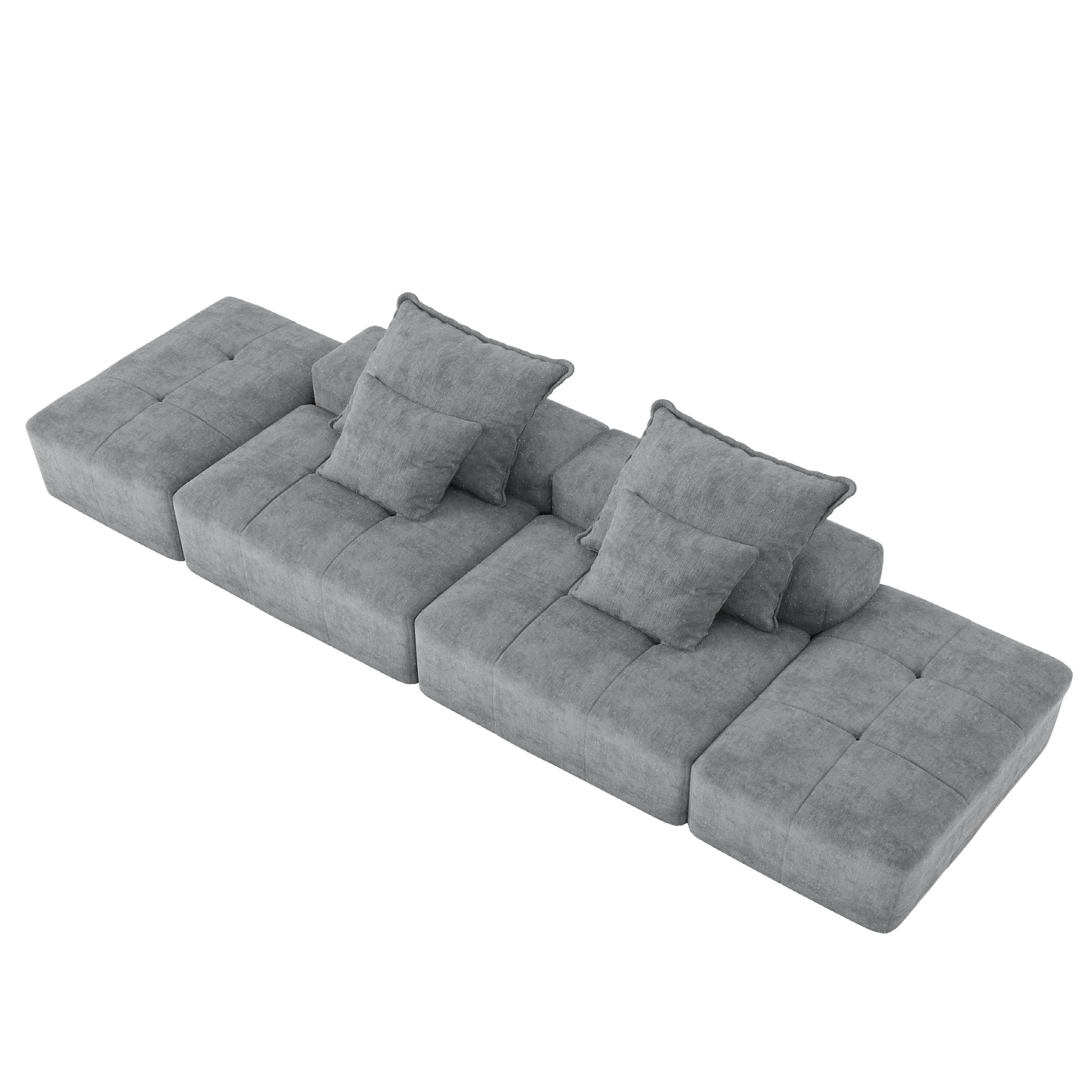 Denver 142" Modular Chenille Fabric Oversized Sofa with Soft Cushions and 4 Pillows