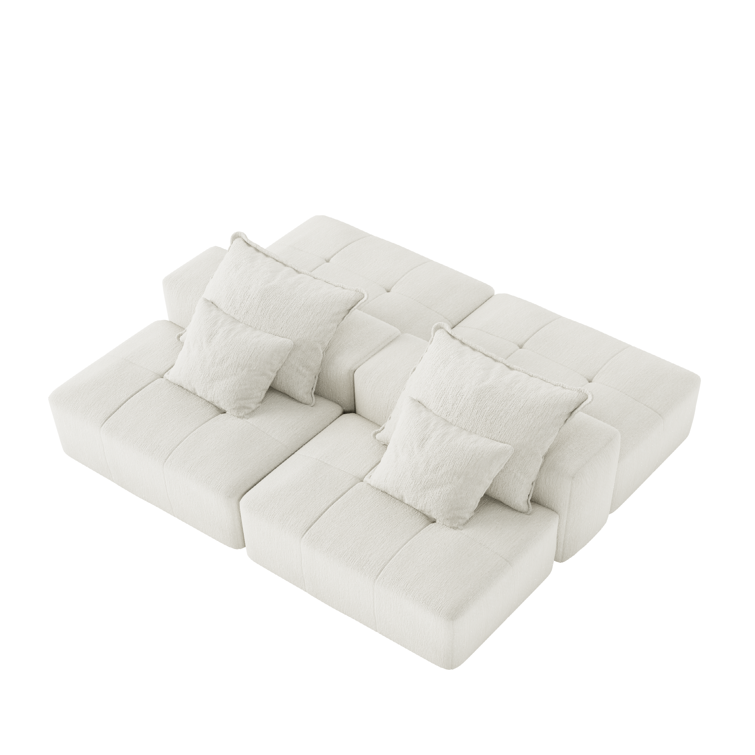 Denver 142" Modular Chenille Fabric Oversized Sofa with Soft Cushions and 4 Pillows