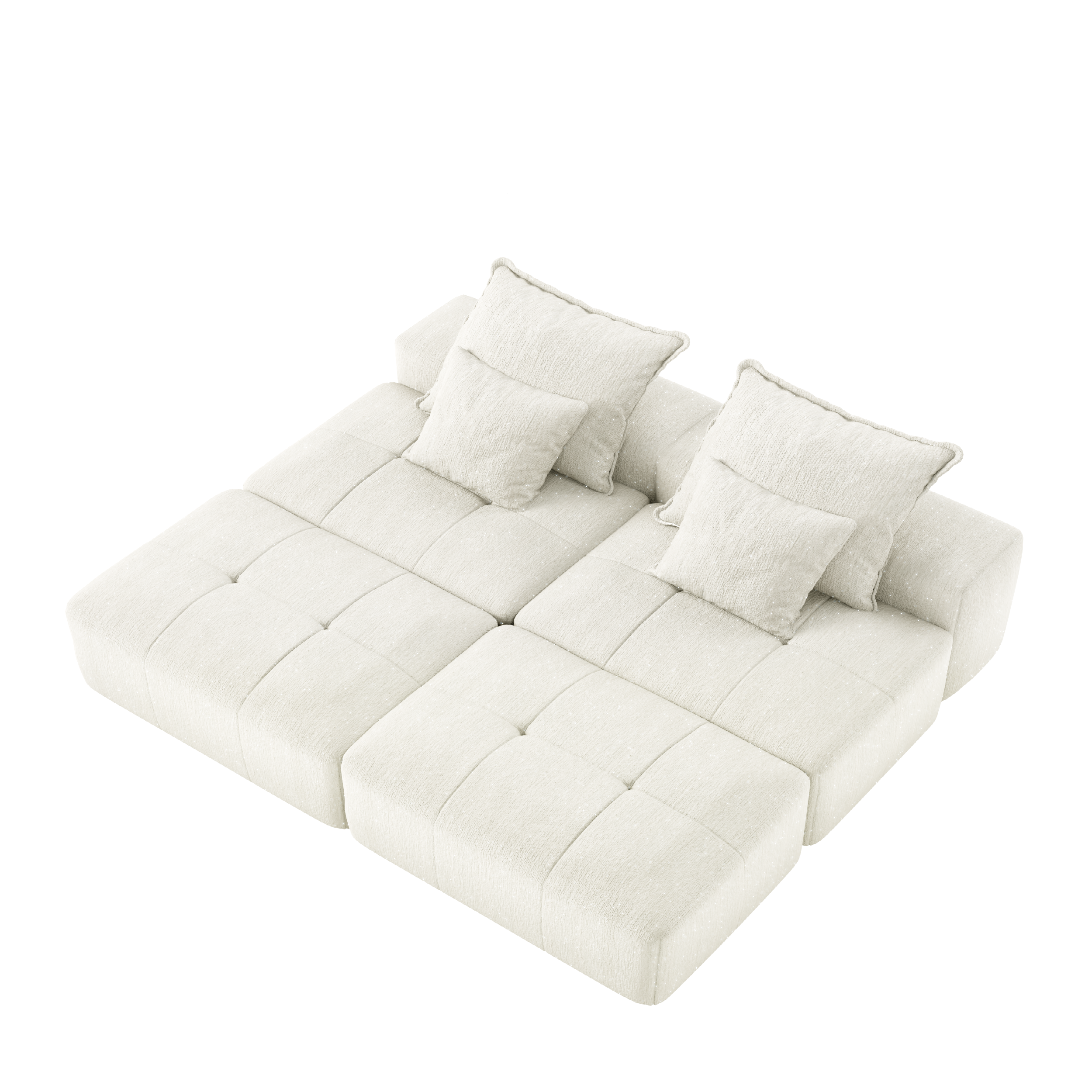 Denver 142" Modular Chenille Fabric Oversized Sofa with Soft Cushions and 4 Pillows
