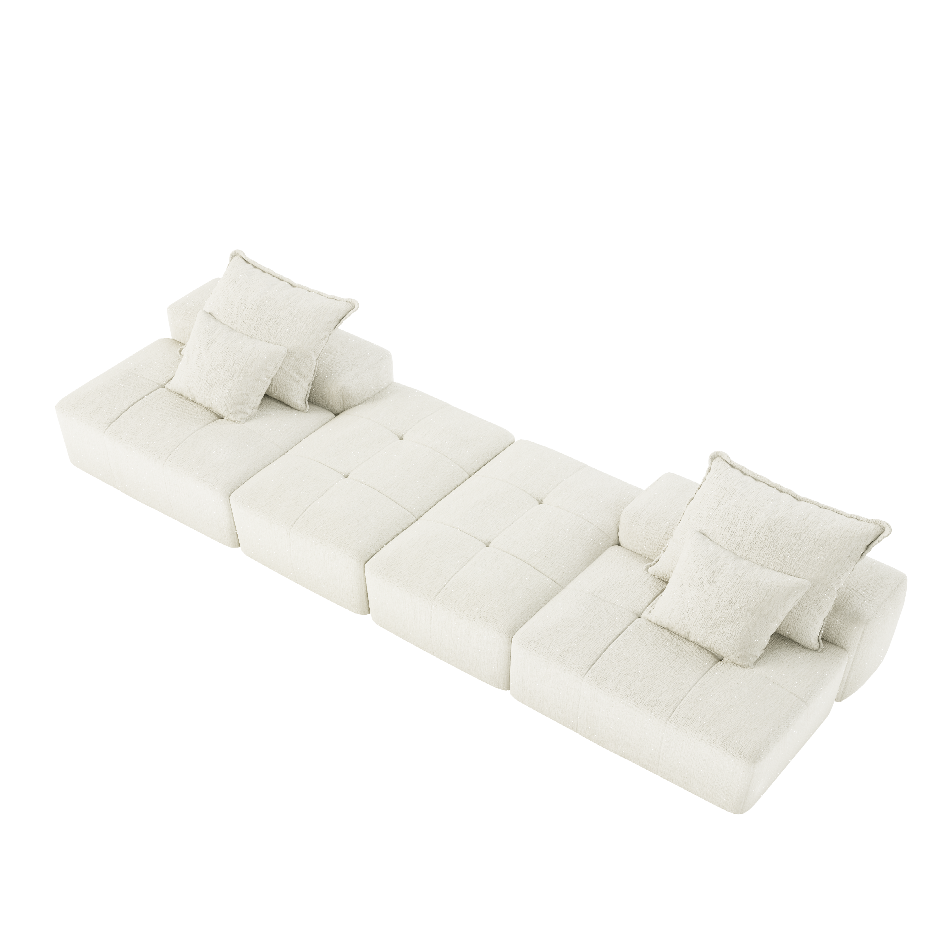 Denver 142" Modular Chenille Fabric Oversized Sofa with Soft Cushions and 4 Pillows