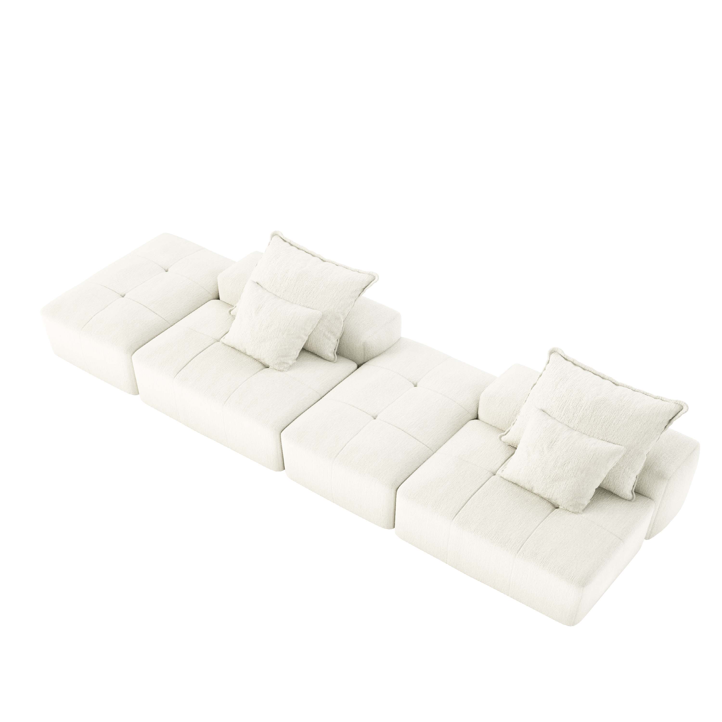 Denver 142" Modular Chenille Fabric Oversized Sofa with Soft Cushions and 4 Pillows