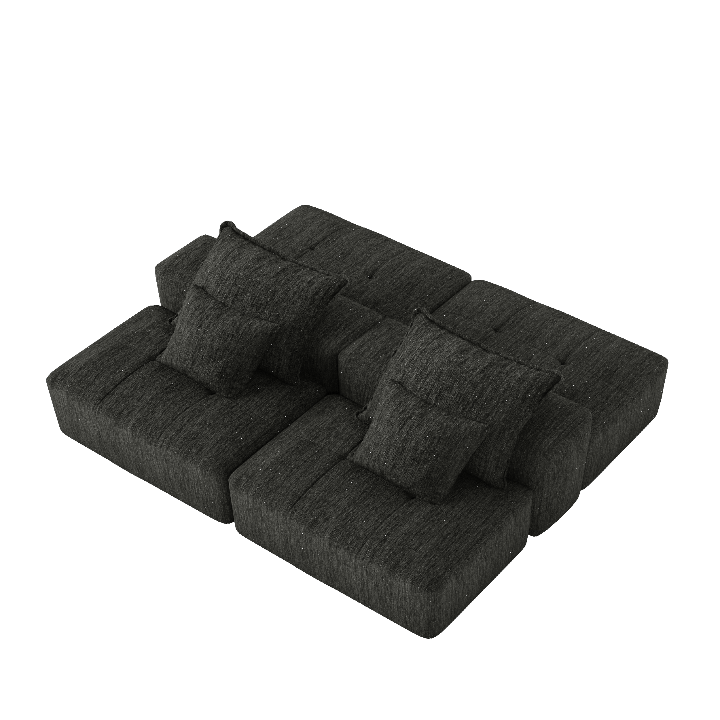 Denver 142" Modular Chenille Fabric Oversized Sofa with Soft Cushions and 4 Pillows