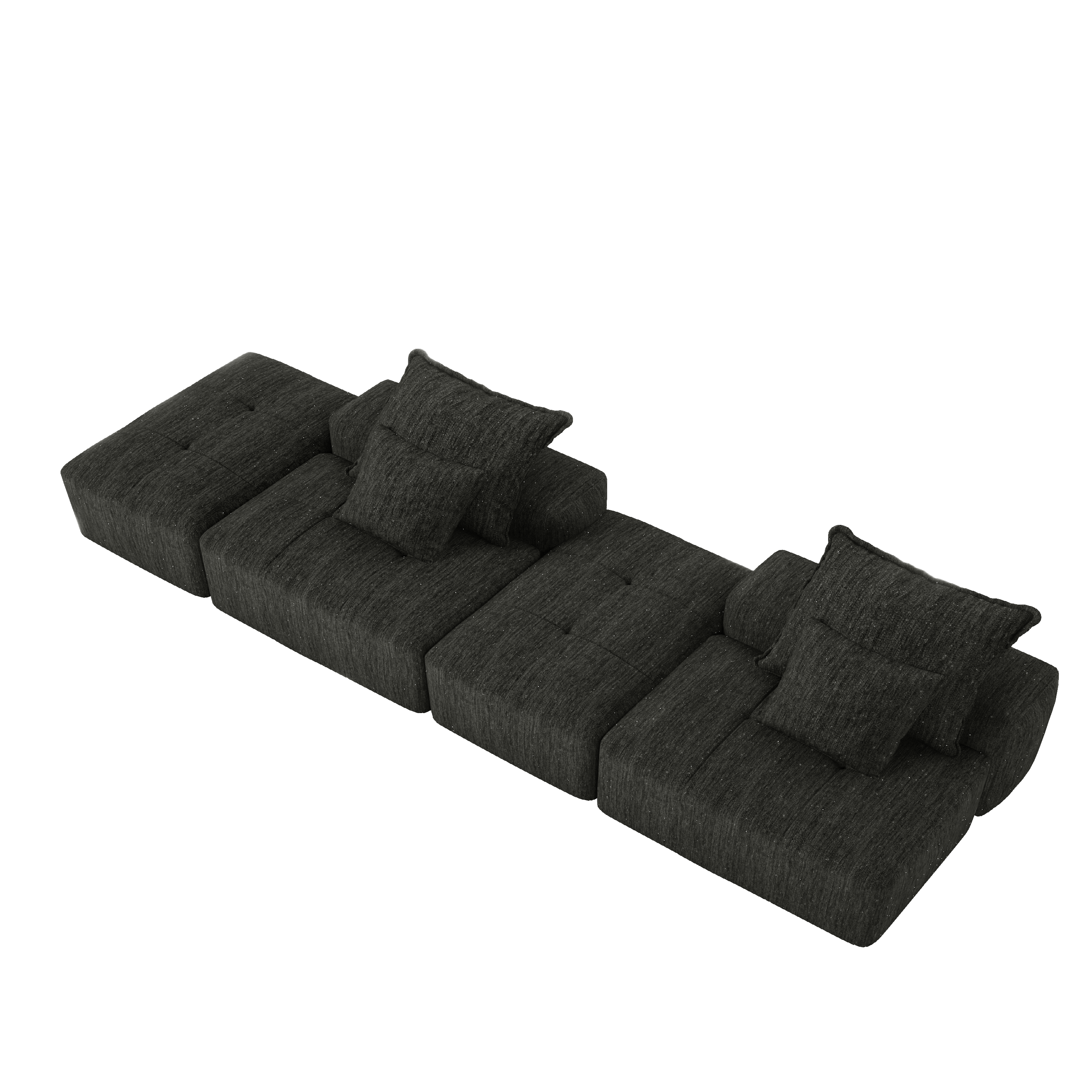 Denver 142" Modular Chenille Fabric Oversized Sofa with Soft Cushions and 4 Pillows