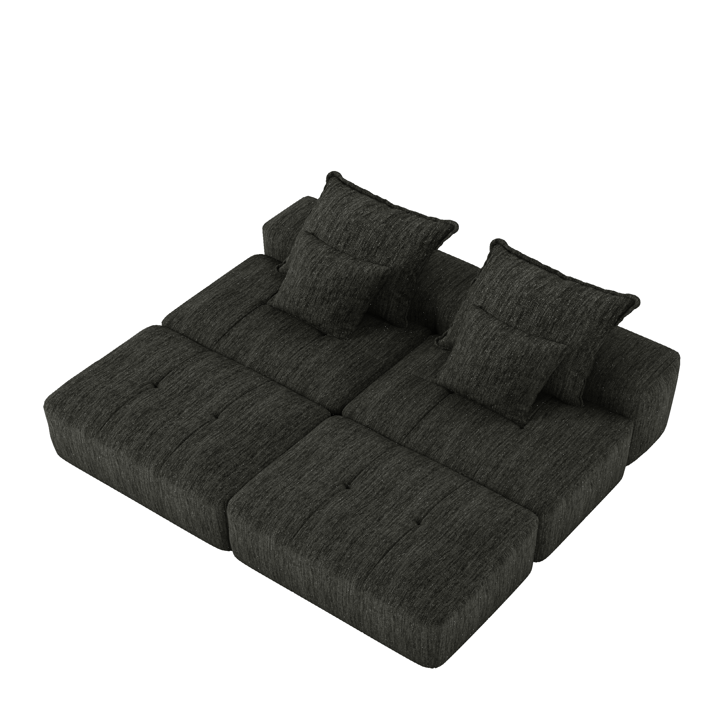 Denver 142" Modular Chenille Fabric Oversized Sofa with Soft Cushions and 4 Pillows