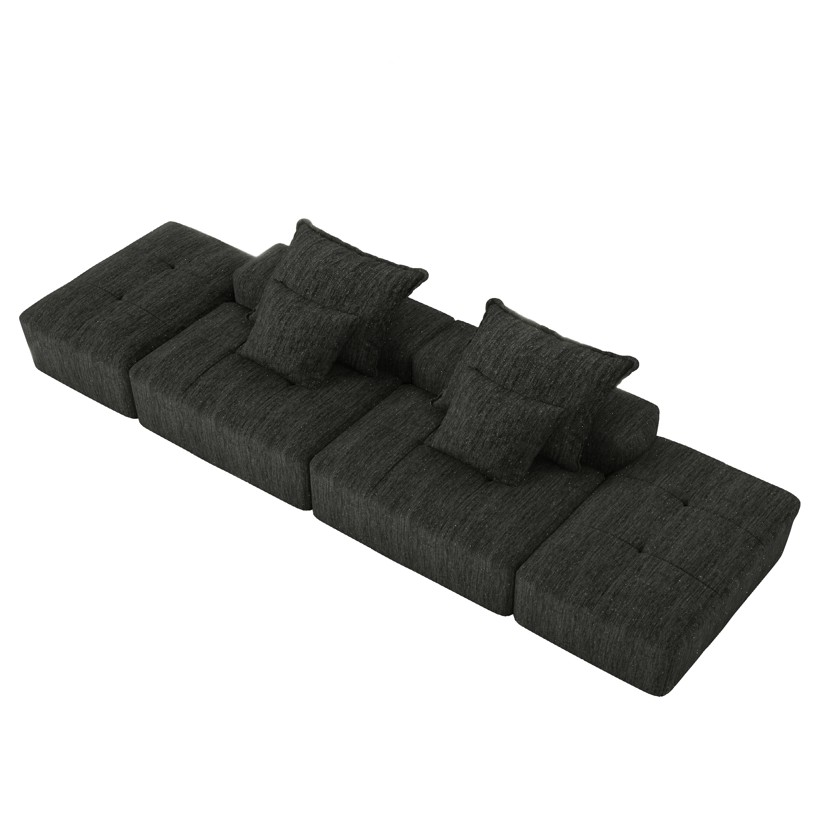 Denver 142" Modular Chenille Fabric Oversized Sofa with Soft Cushions and 4 Pillows