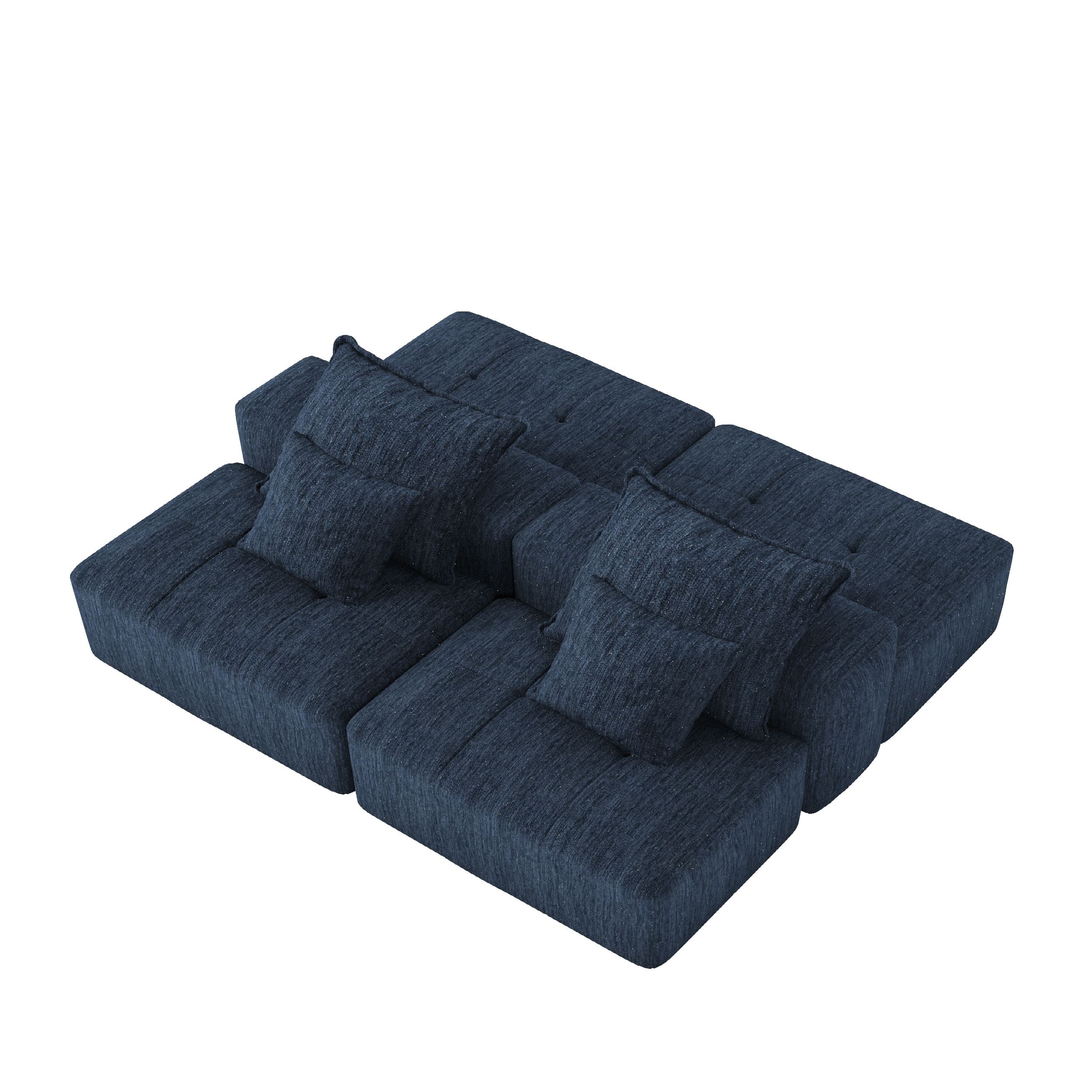 Denver 142" Modular Chenille Fabric Oversized Sofa with Soft Cushions and 4 Pillows