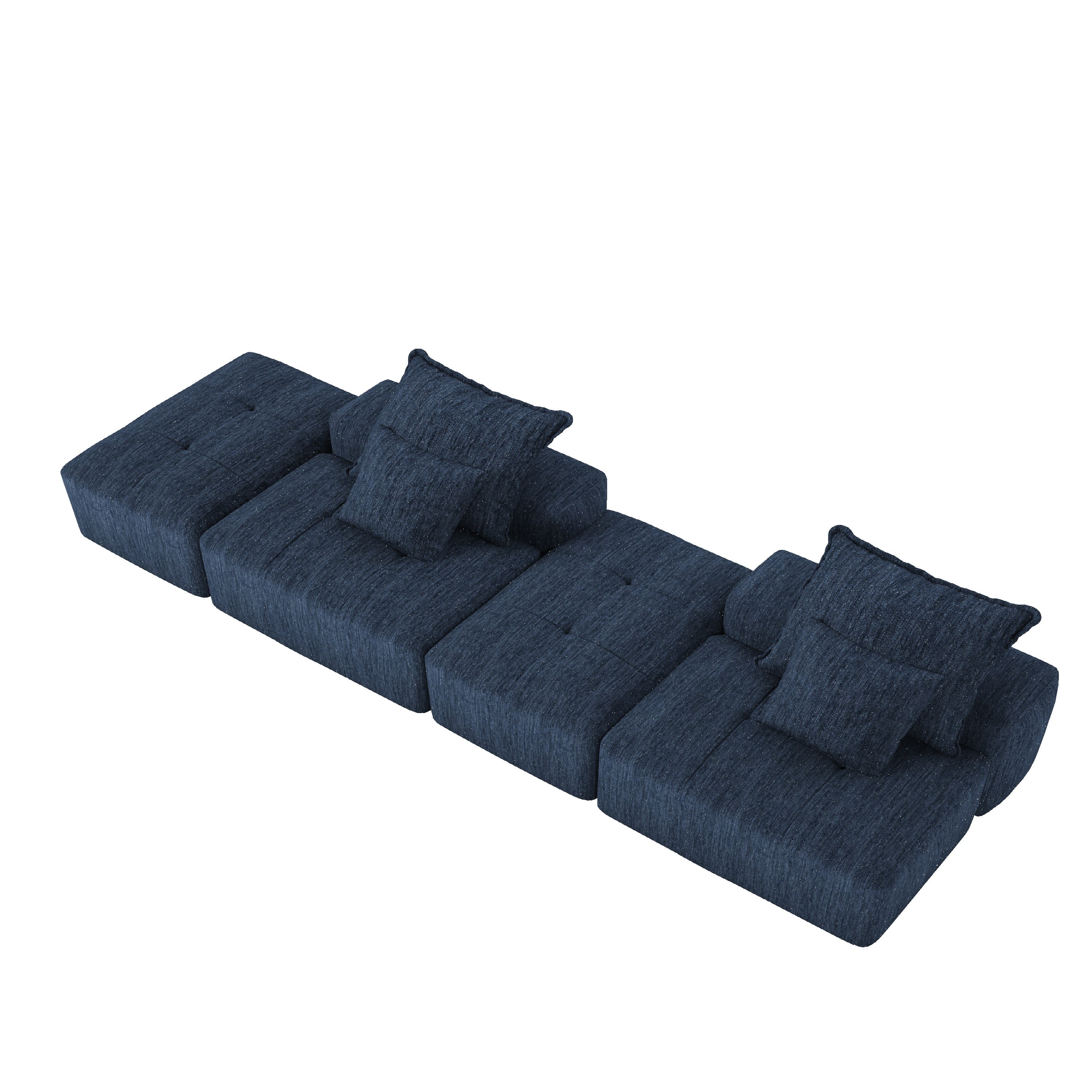Denver 142" Modular Chenille Fabric Oversized Sofa with Soft Cushions and 4 Pillows
