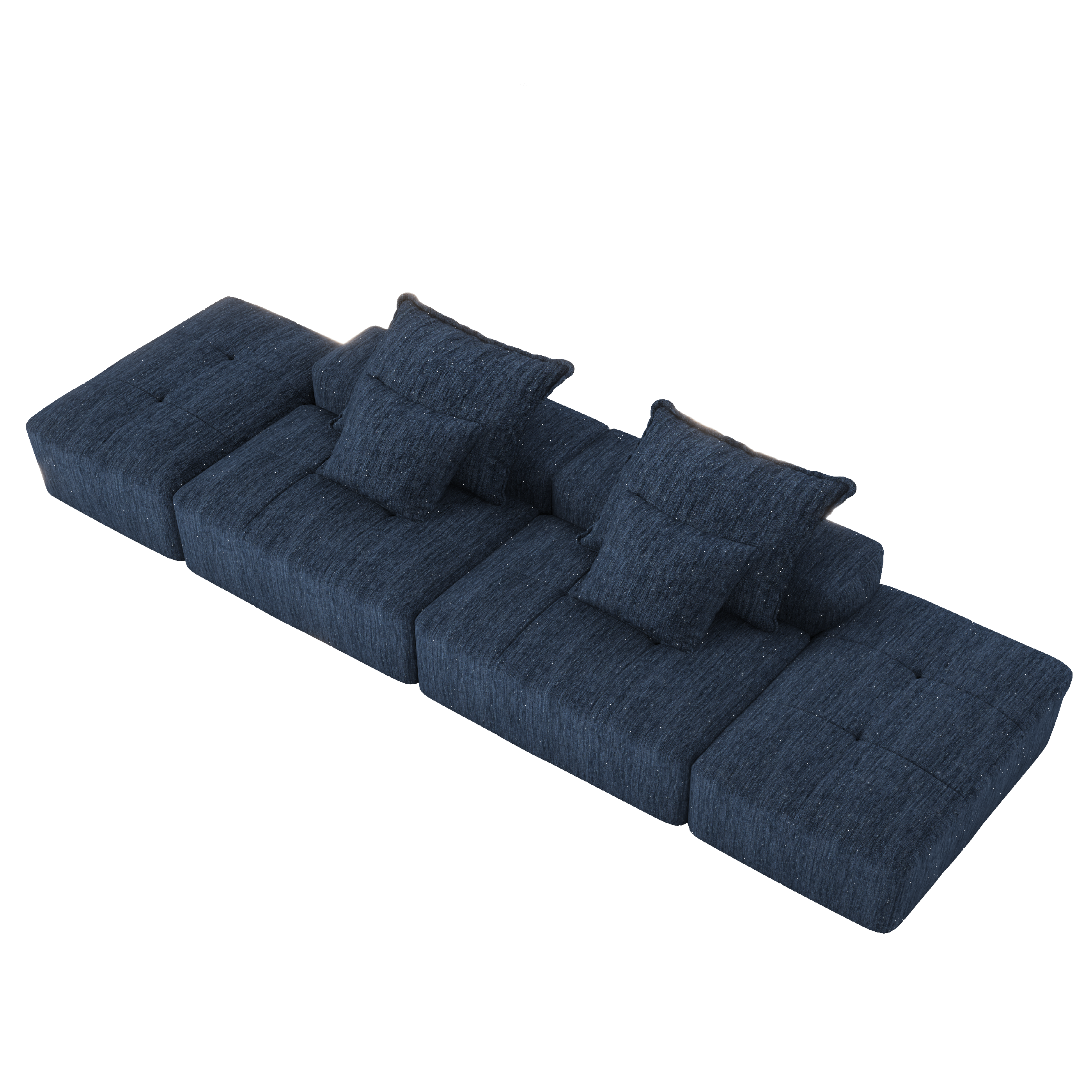 Denver 142" Modular Chenille Fabric Oversized Sofa with Soft Cushions and 4 Pillows