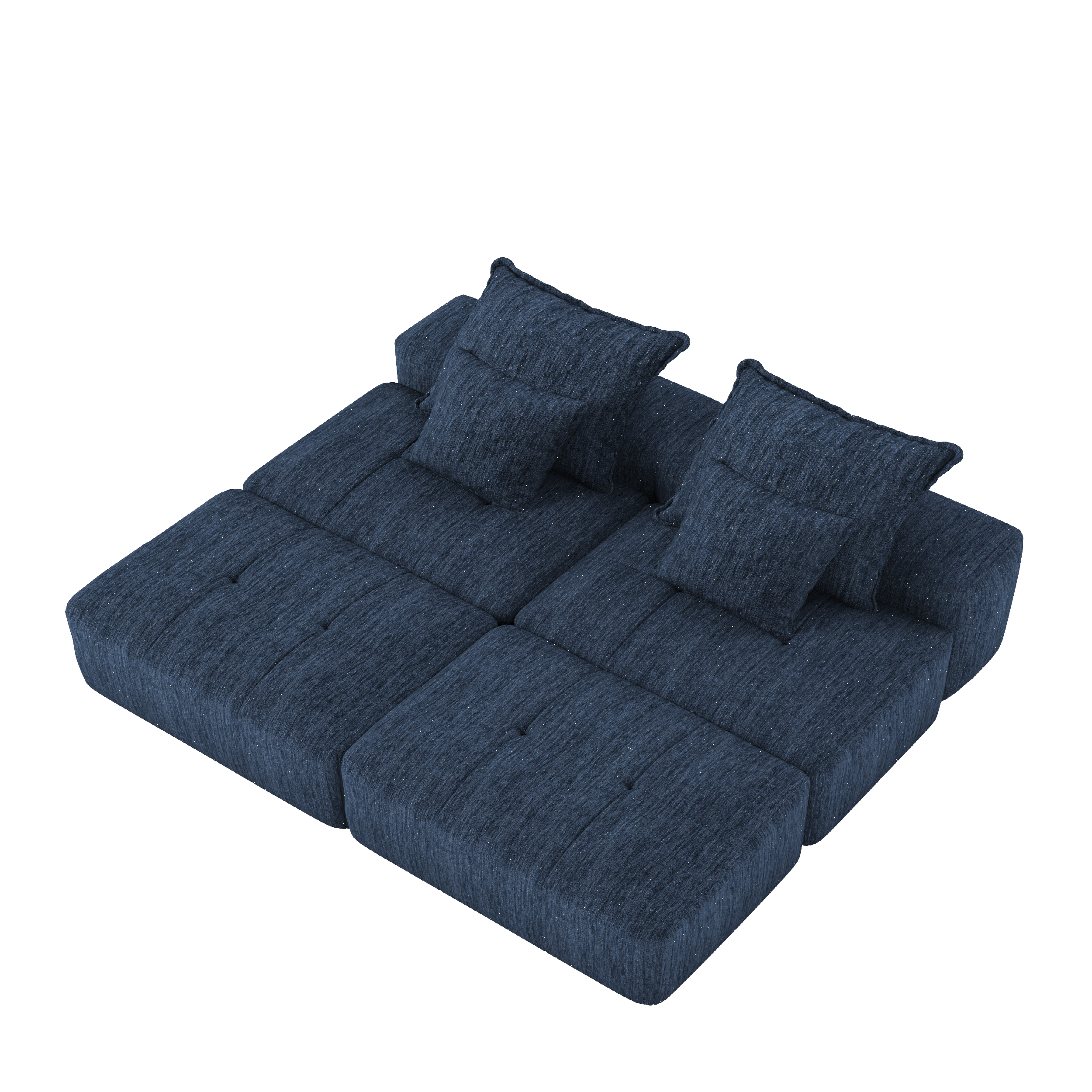 Denver 142" Modular Chenille Fabric Oversized Sofa with Soft Cushions and 4 Pillows