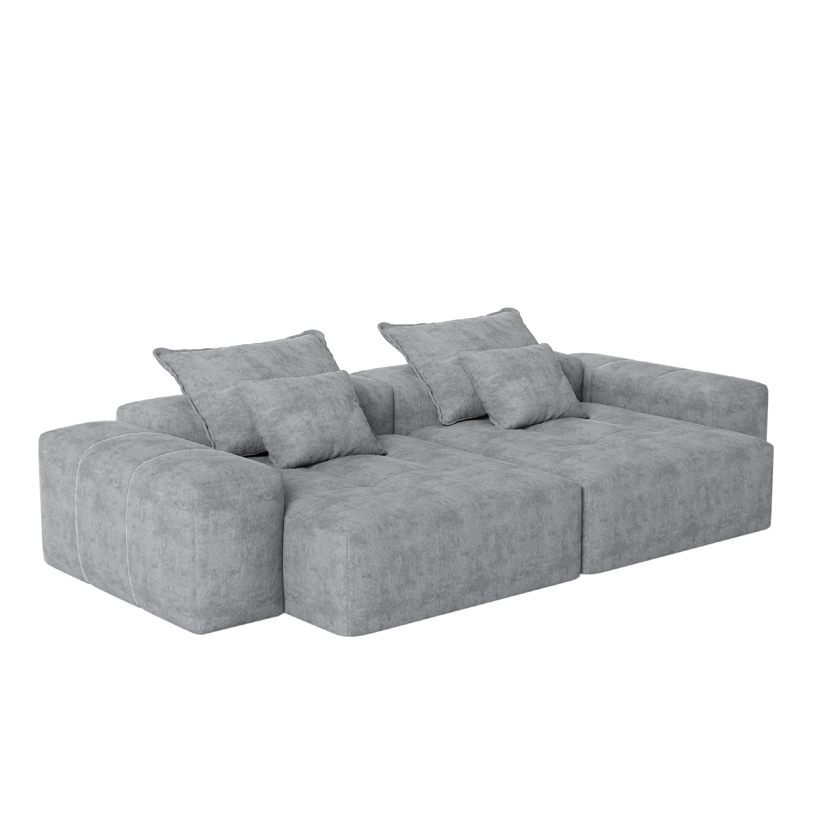 Denver 113" Oversized Chenille Tufted Modular Sectional Sofa with 4 Pillows and 2 Chaise Lounges