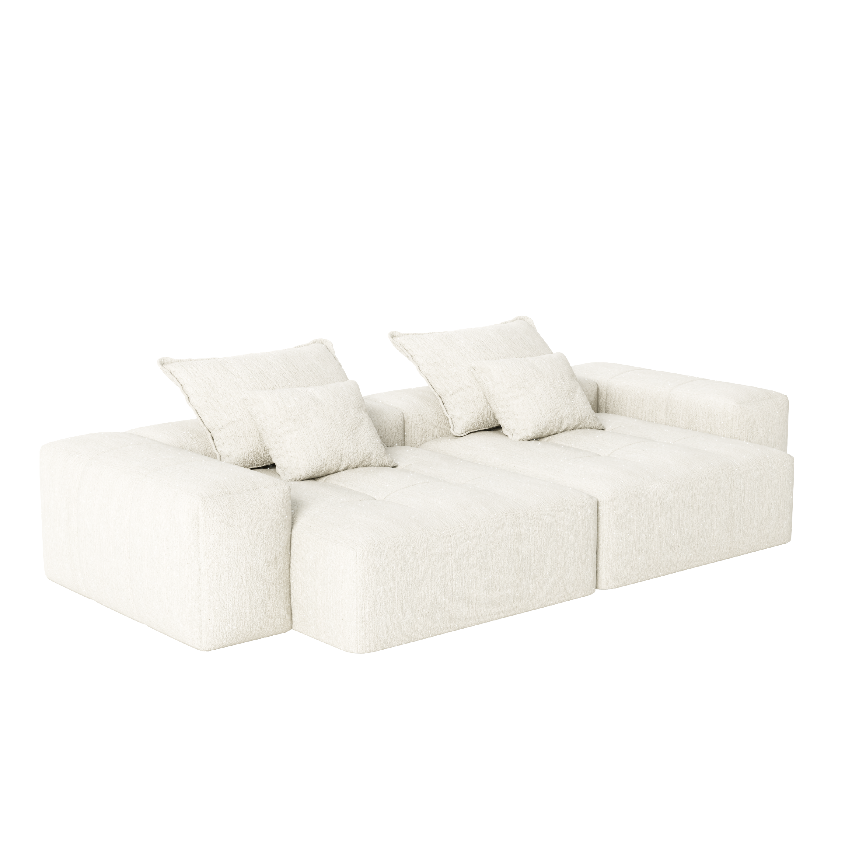 Denver 113" Oversized Chenille Tufted Modular Sectional Sofa with 4 Pillows and 2 Chaise Lounges