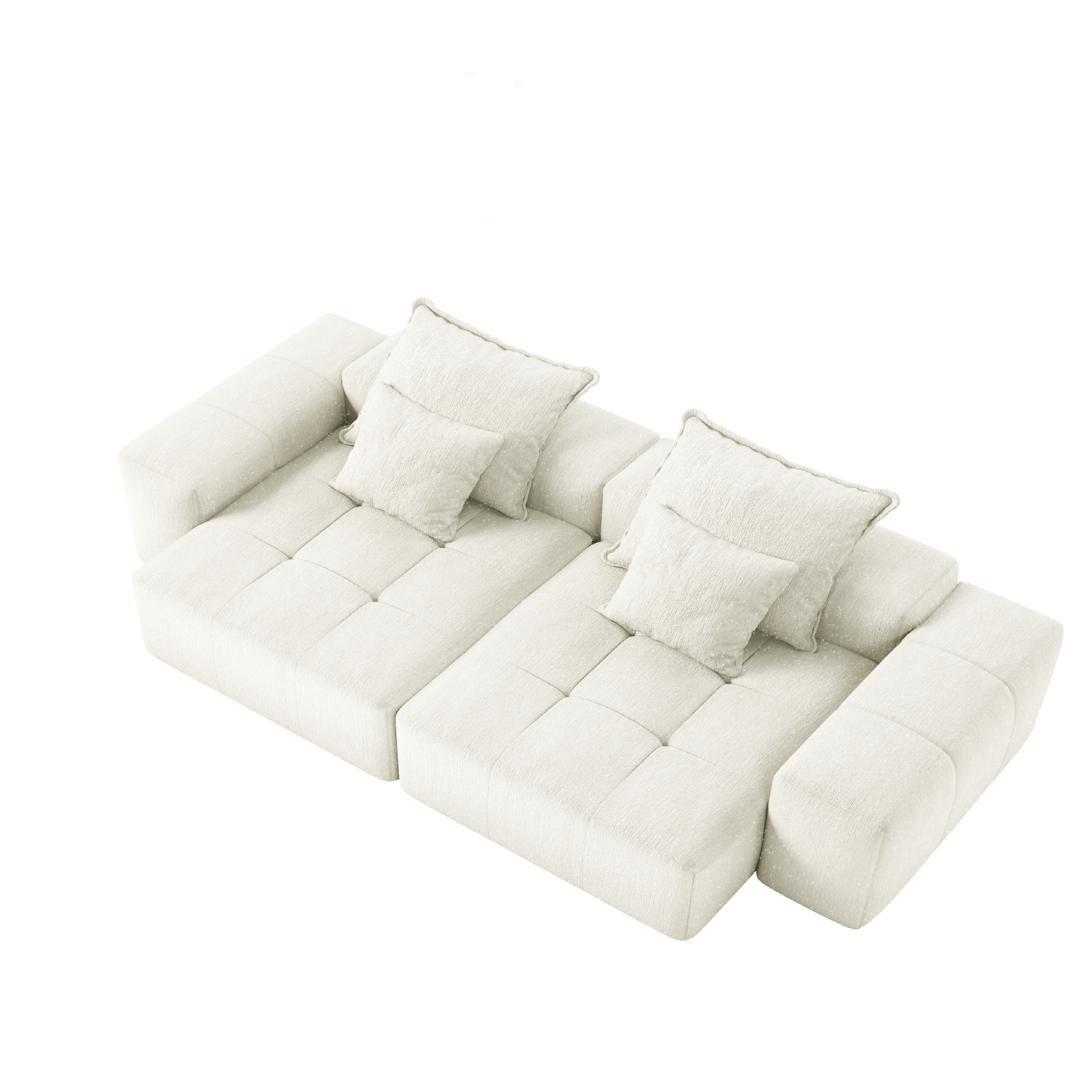 Denver 113" Oversized Chenille Tufted Modular Sectional Sofa with 4 Pillows and 2 Chaise Lounges