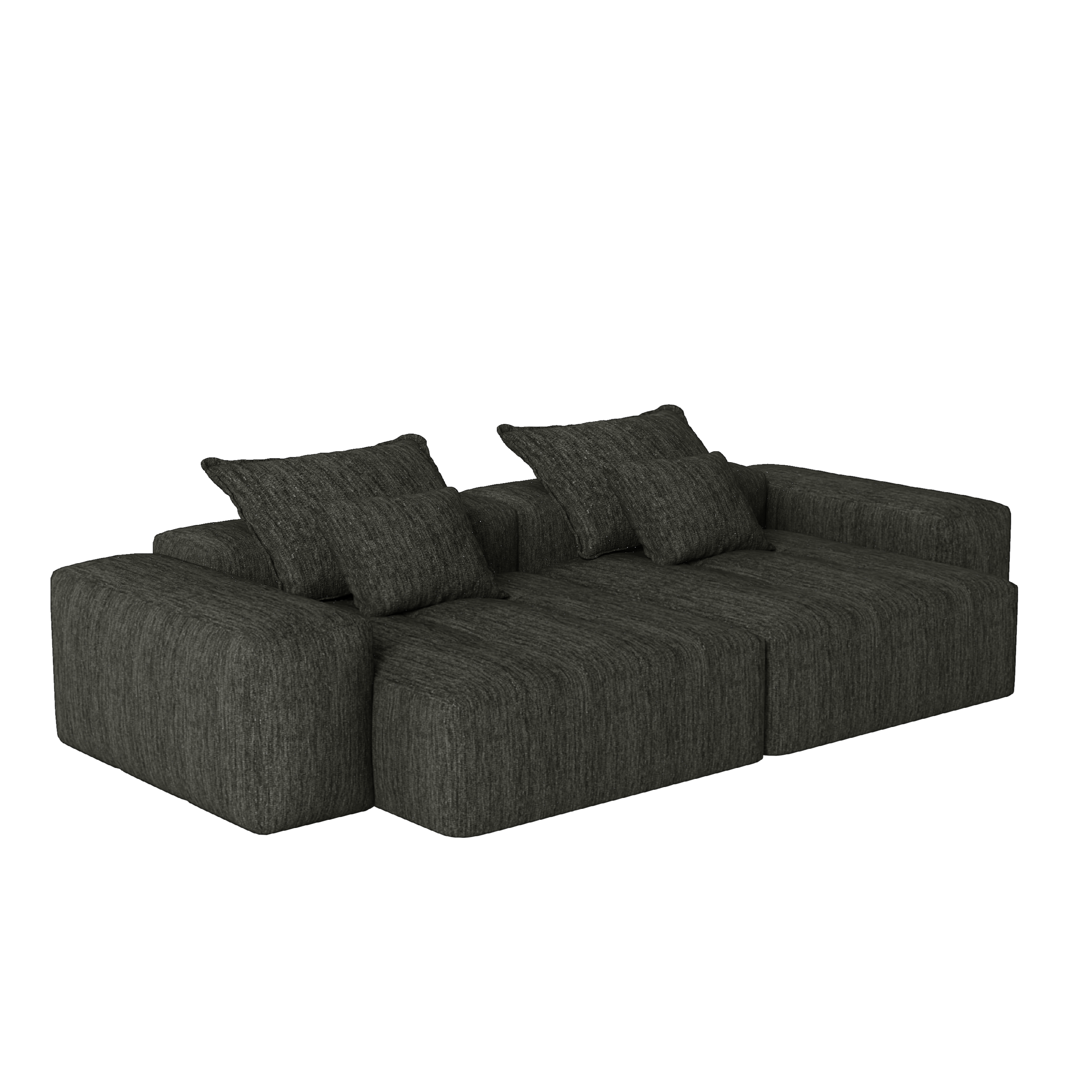 Denver 113" Oversized Chenille Tufted Modular Sectional Sofa with 4 Pillows and 2 Chaise Lounges