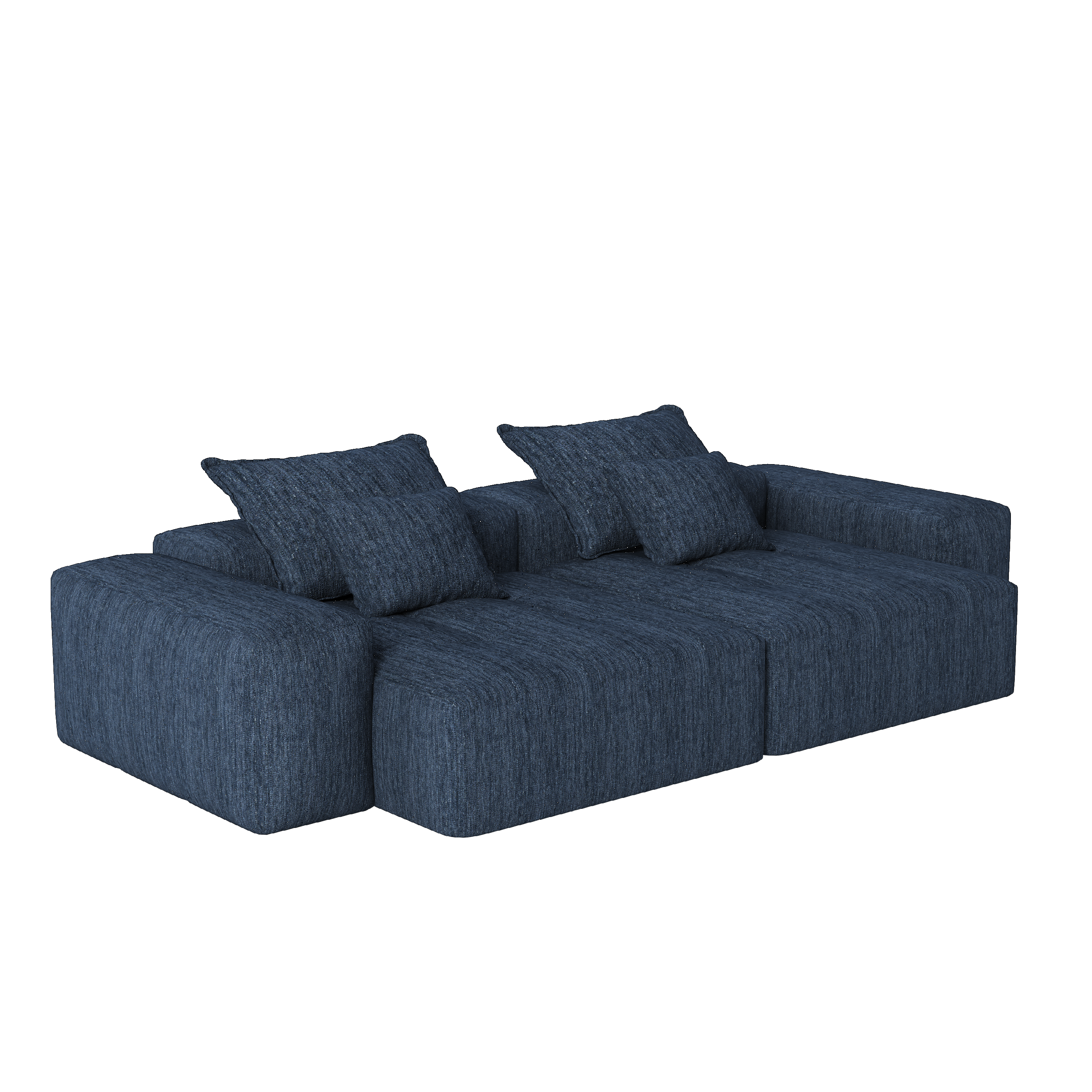 Denver 113" Oversized Chenille Tufted Modular Sectional Sofa with 4 Pillows and 2 Chaise Lounges