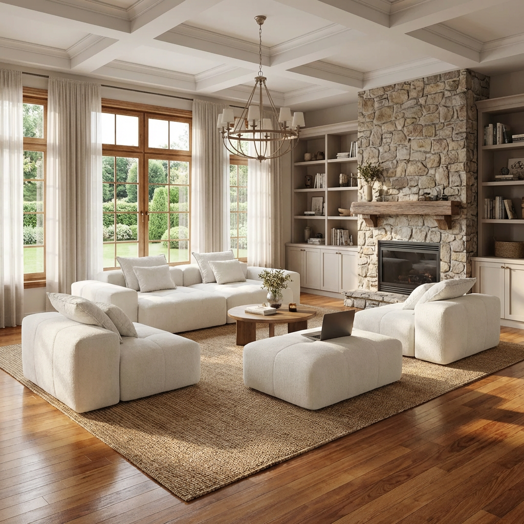 Denver 198" Oversized Chenille Tufted Modular Sectional Sofa with 8 Pillows