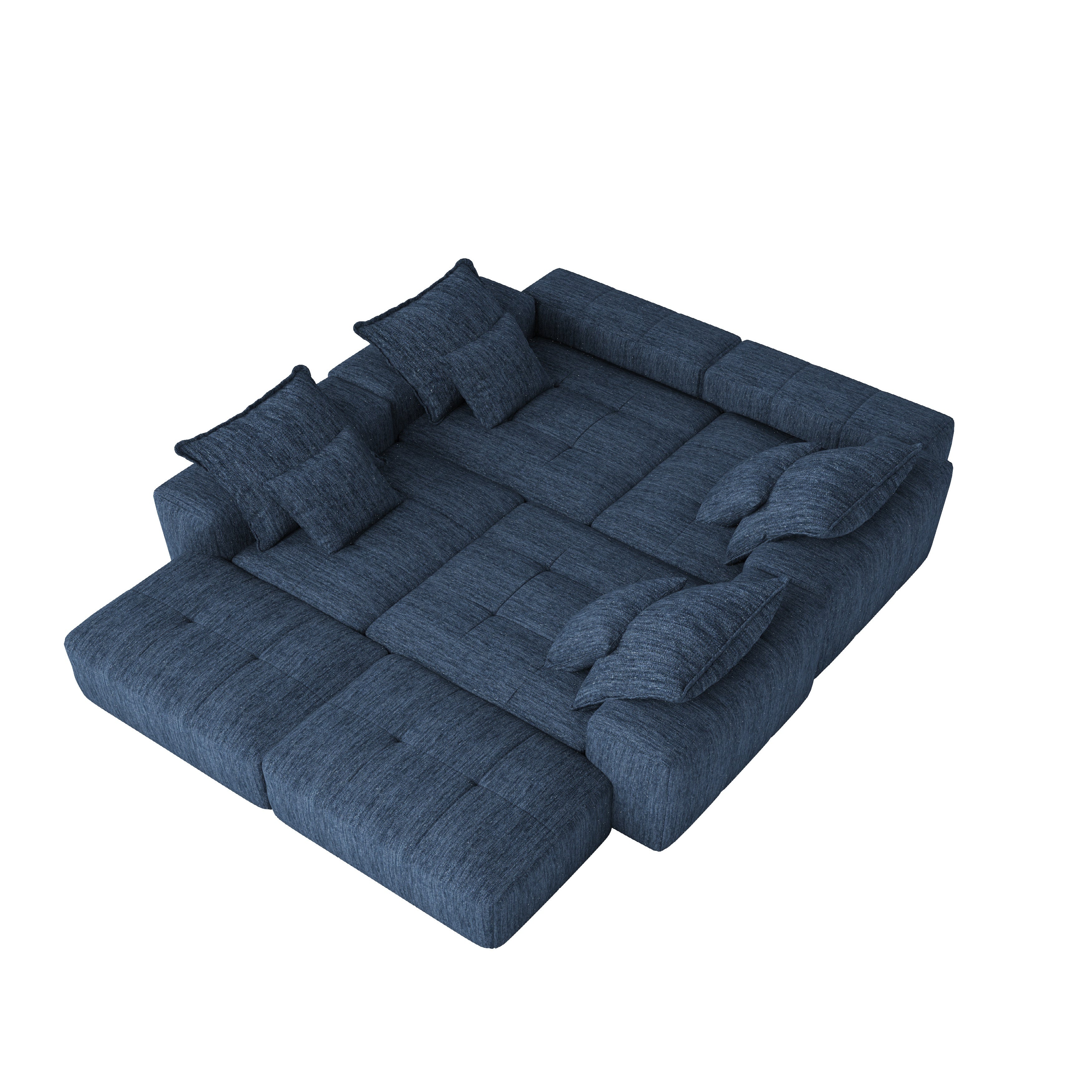 Denver 198" Oversized Chenille Tufted Modular Sectional Sofa with 8 Pillows