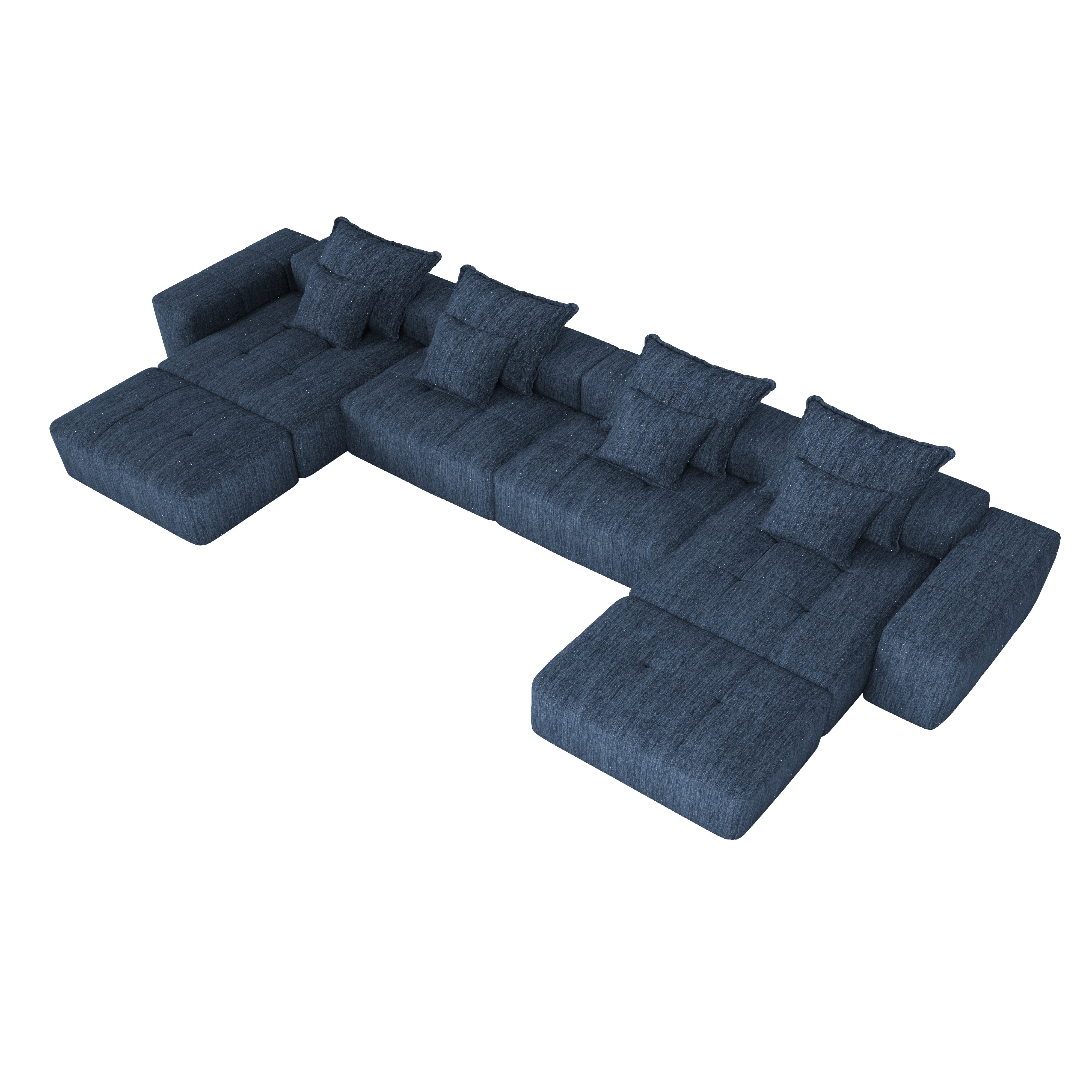 Denver 198" Oversized Chenille Tufted Modular Sectional Sofa with 8 Pillows
