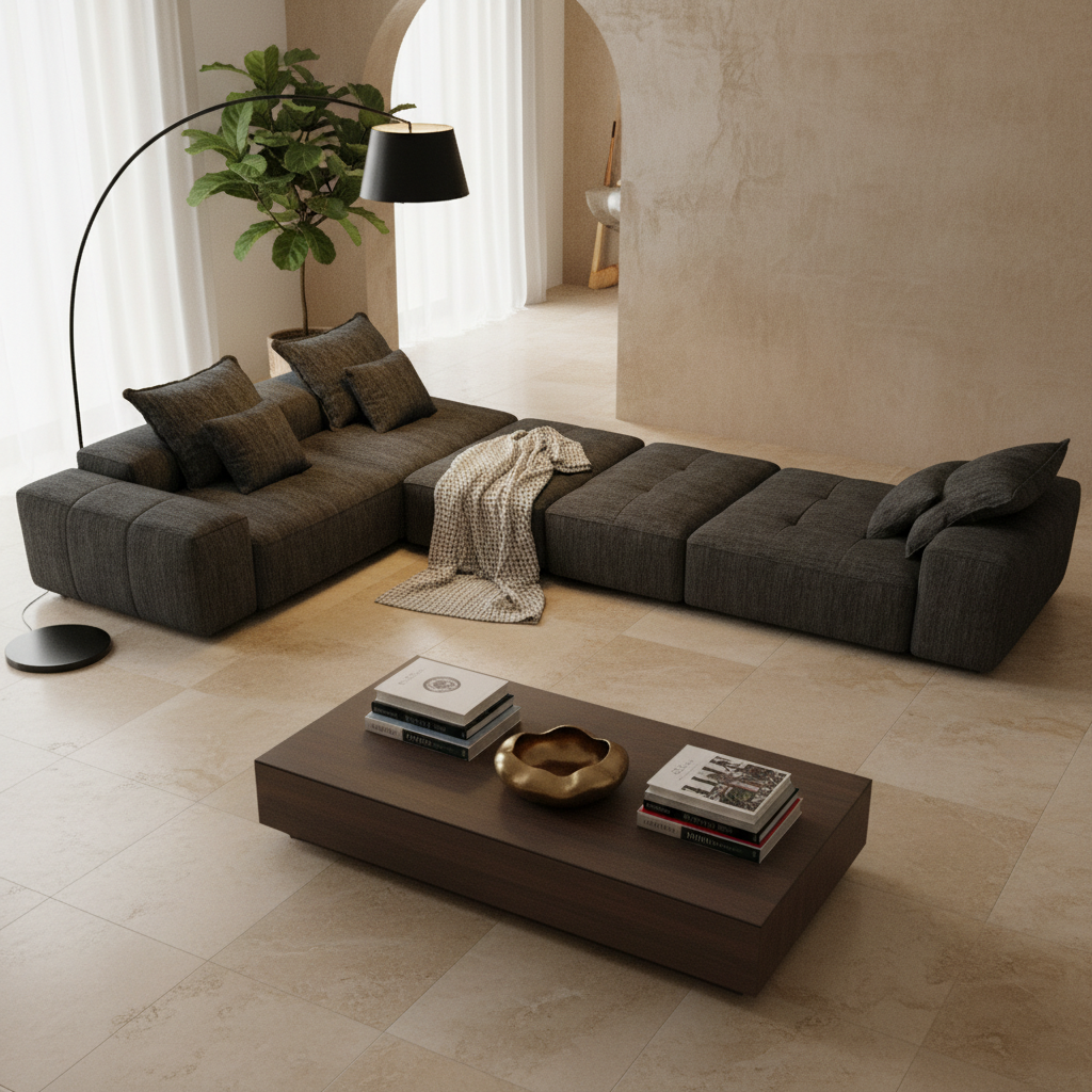 Denver 170" Oversized Chenille Tufted Modular Sectional Sofa with 6 Pillows