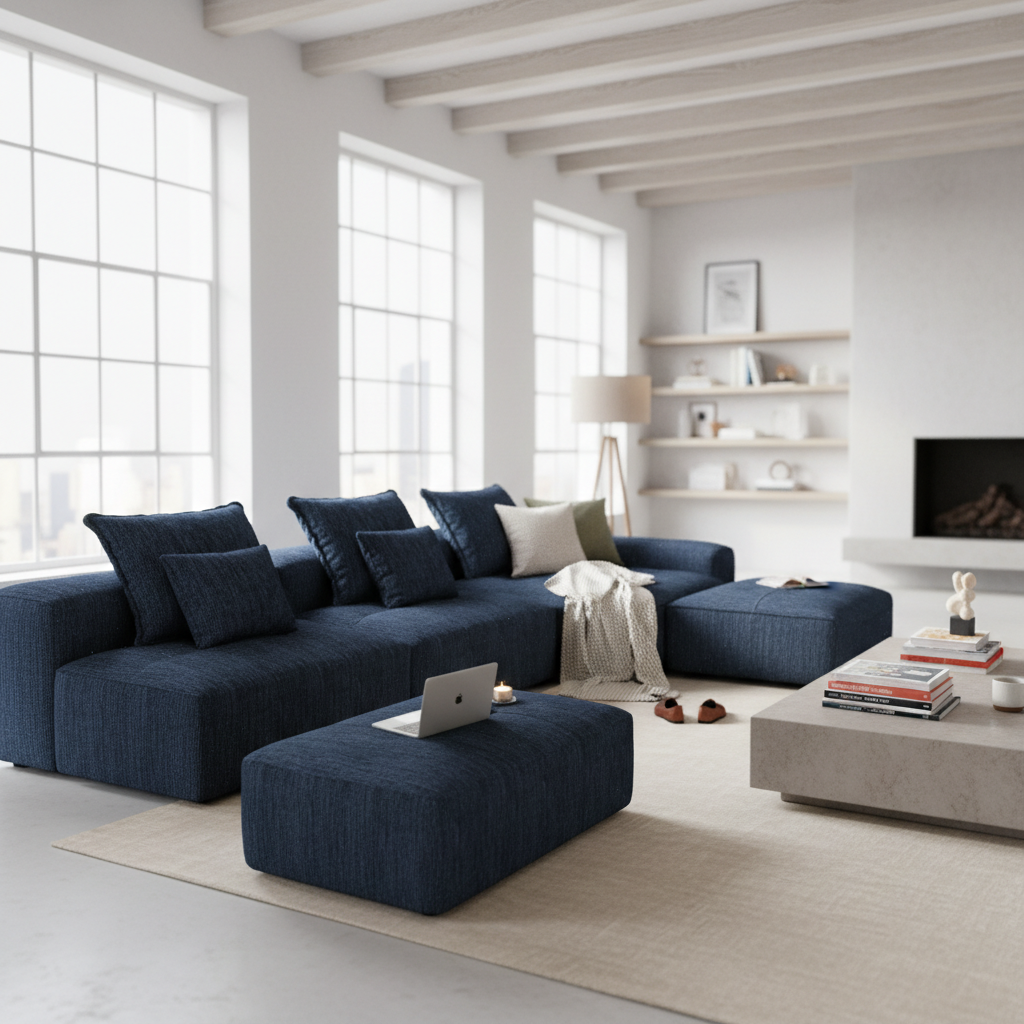 Denver 170" Oversized Chenille Tufted Modular Sectional Sofa with 6 Pillows