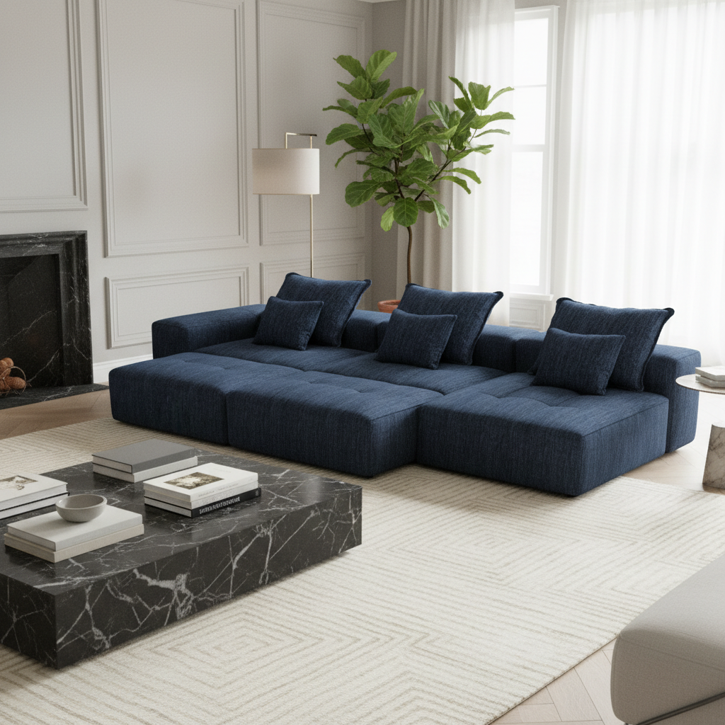 Denver 170" Oversized Chenille Tufted Modular Sectional Sofa with 6 Pillows