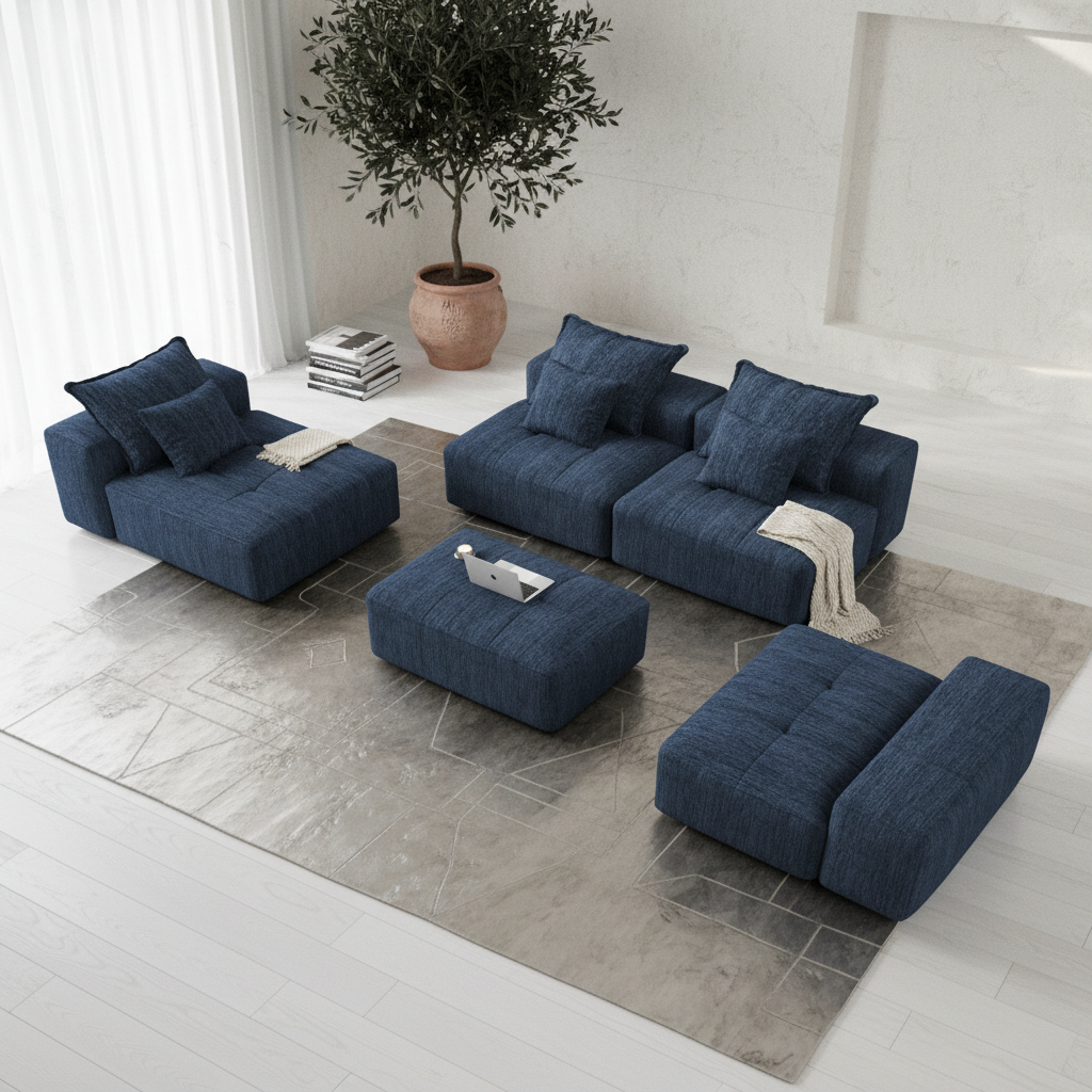 Denver 170" Oversized Chenille Tufted Modular Sectional Sofa with 6 Pillows