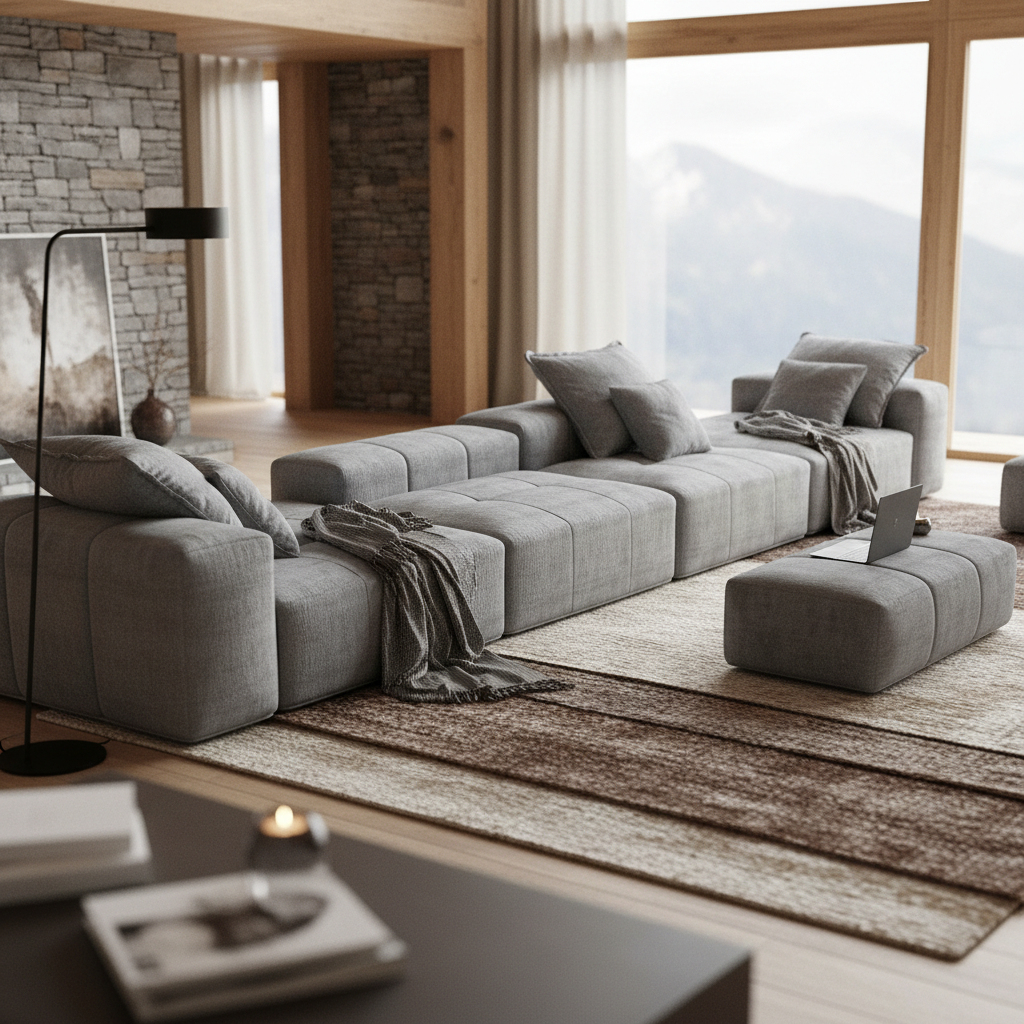 Denver 184" Oversized Chenille Tufted Modular Sectional Sofa with 6 Pillows