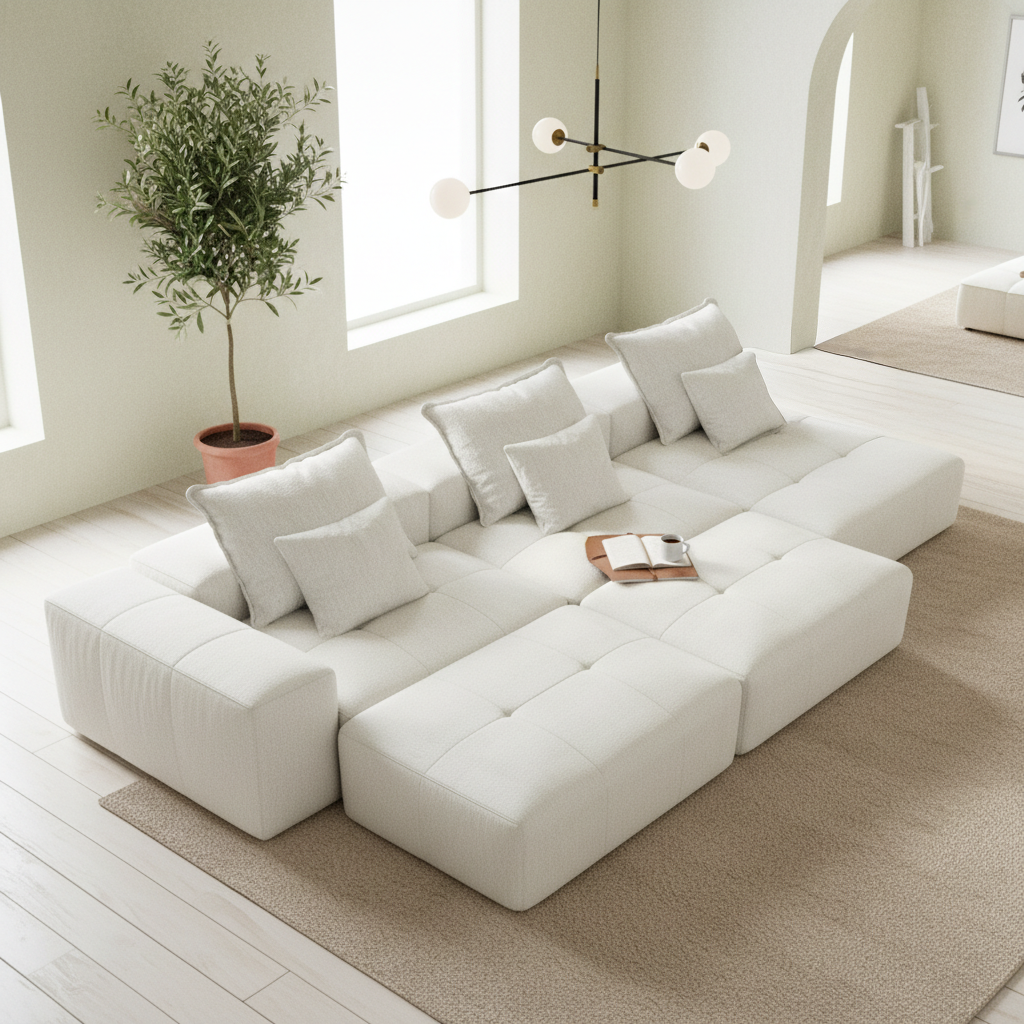 Denver 184" Oversized Chenille Tufted Modular Sectional Sofa with 6 Pillows