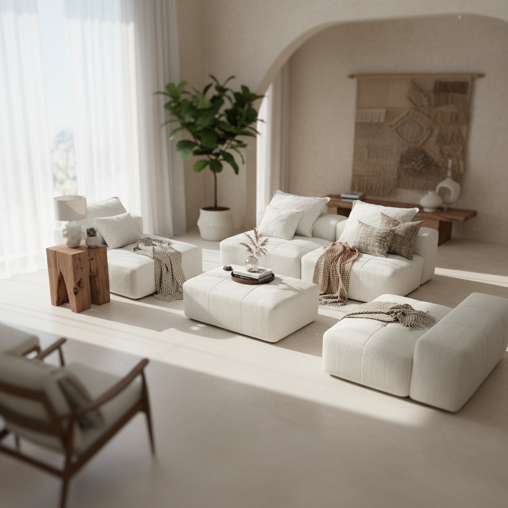 Denver 184" Oversized Chenille Tufted Modular Sectional Sofa with 6 Pillows