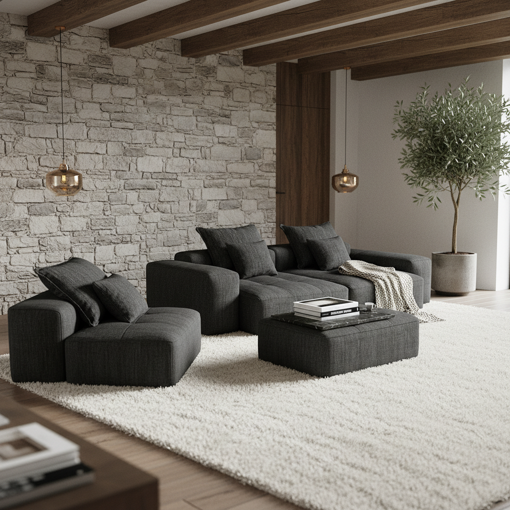 Denver 184" Oversized Chenille Tufted Modular Sectional Sofa with 6 Pillows