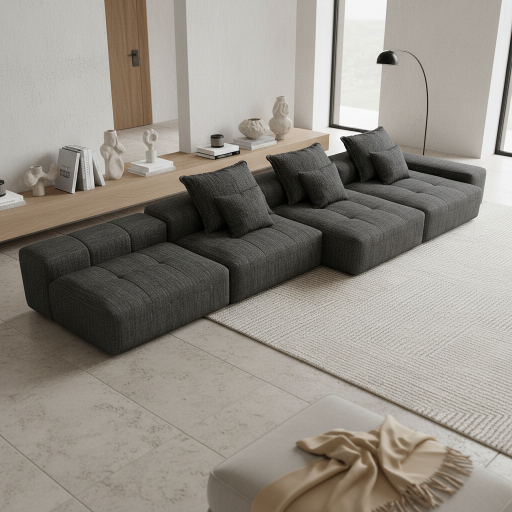 Denver 184" Oversized Chenille Tufted Modular Sectional Sofa with 6 Pillows