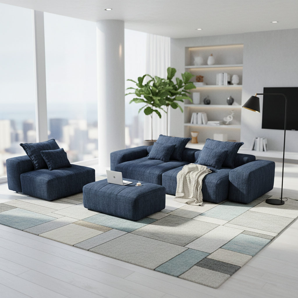 Denver 184" Oversized Chenille Tufted Modular Sectional Sofa with 6 Pillows