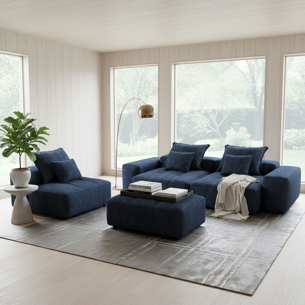 Denver 184" Oversized Chenille Tufted Modular Sectional Sofa with 6 Pillows