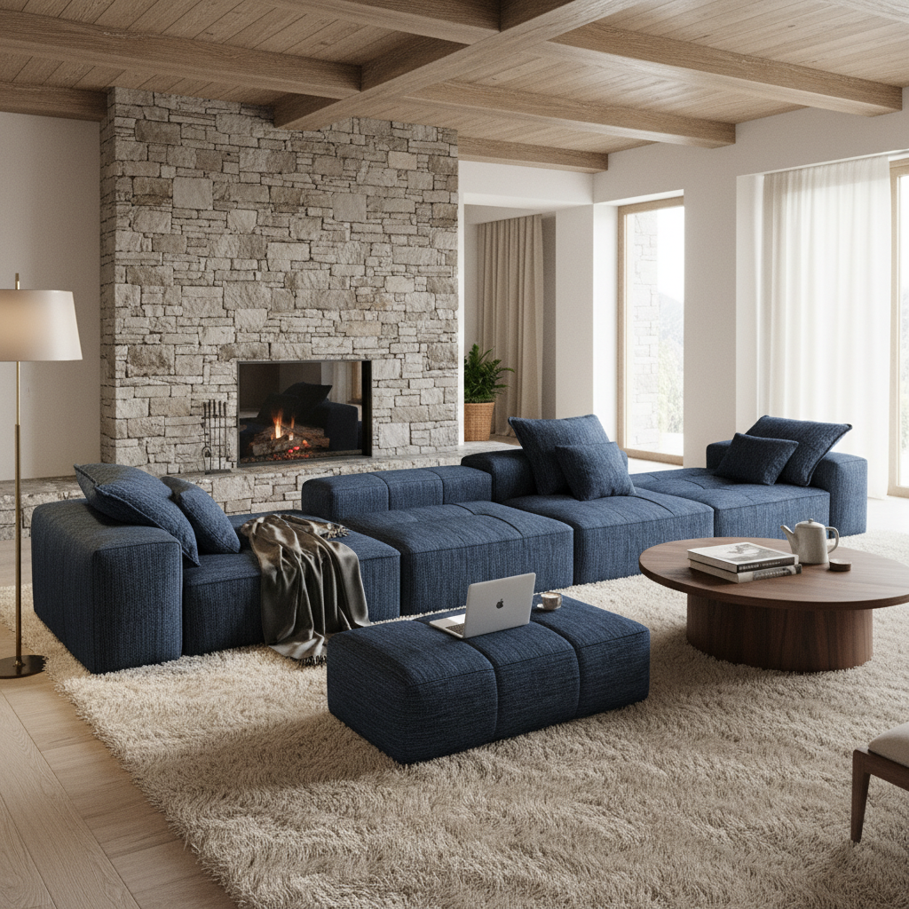 Denver 184" Oversized Chenille Tufted Modular Sectional Sofa with 6 Pillows