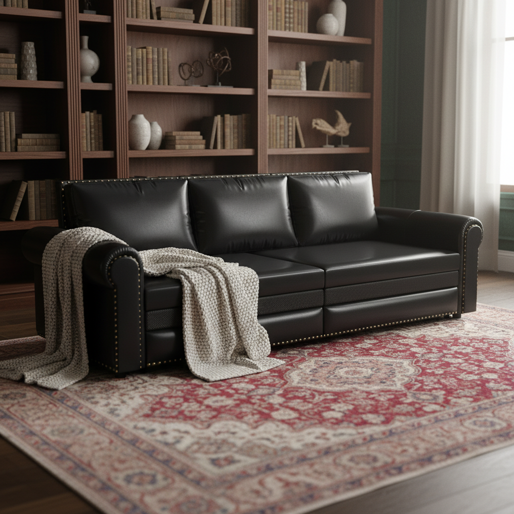 Denton 93.7" Faux Leather Chesterfield King Pull-Out Sleeper Sofa Bed