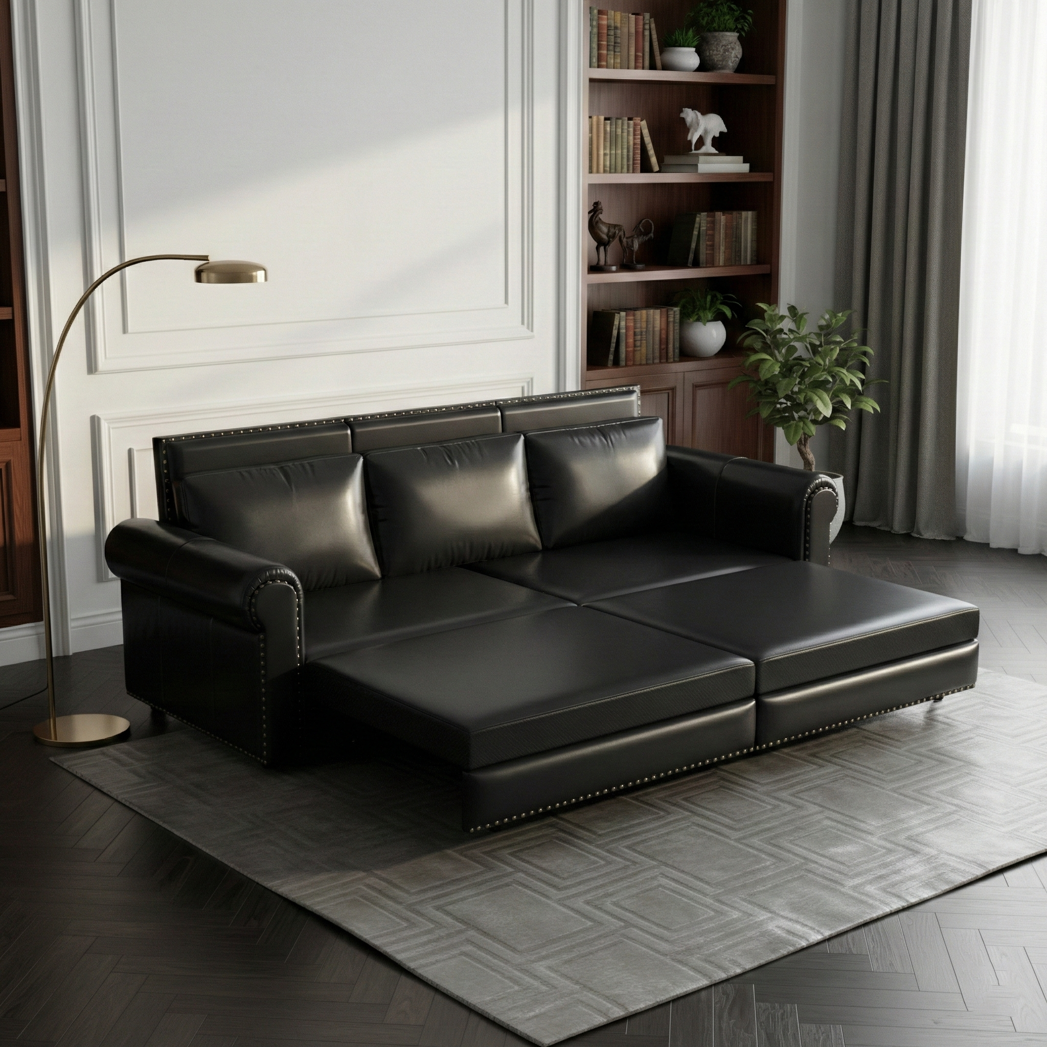 Denton 93.7" Faux Leather Chesterfield King Pull-Out Sleeper Sofa Bed