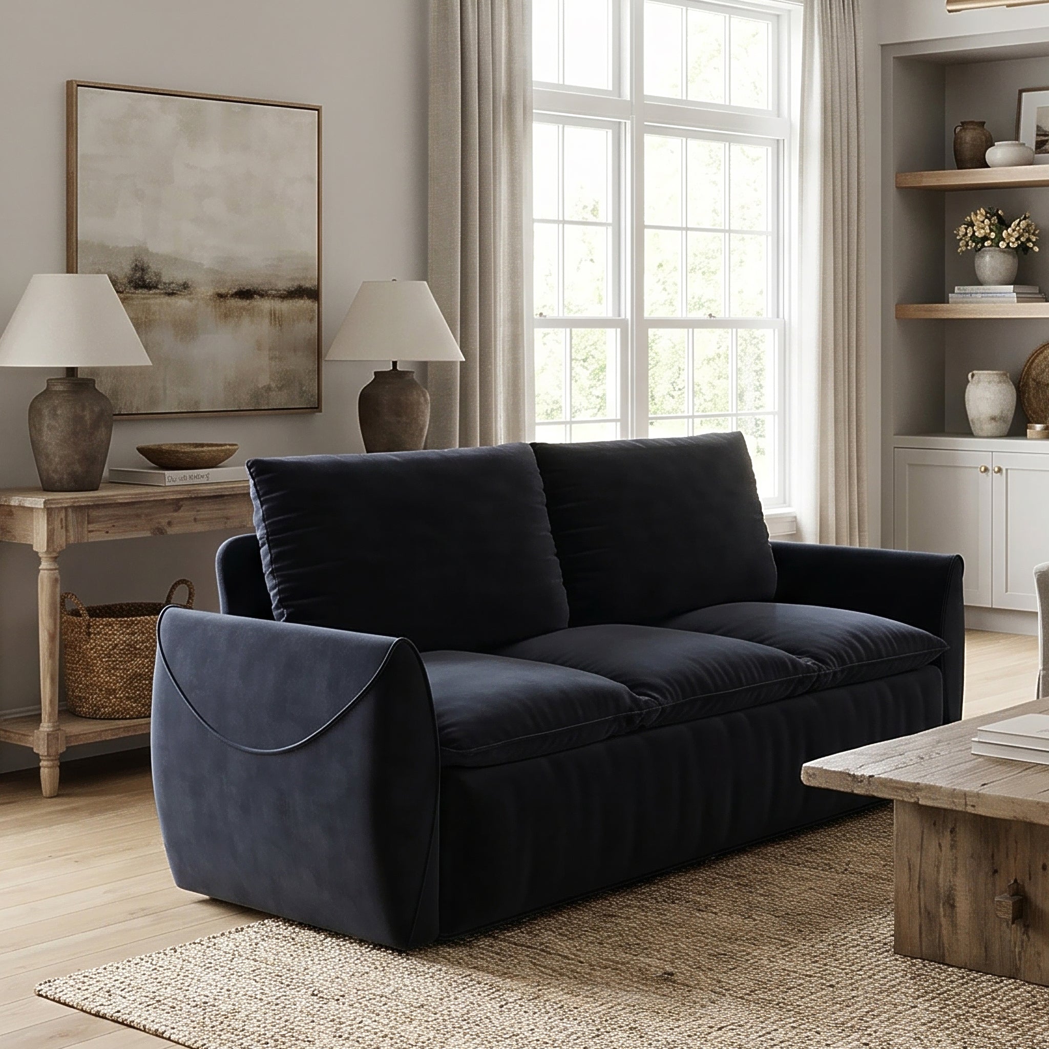 Tempe 71" Velvet Loveseat Sleeper Sofa Bed with Zippered Pillow Pads